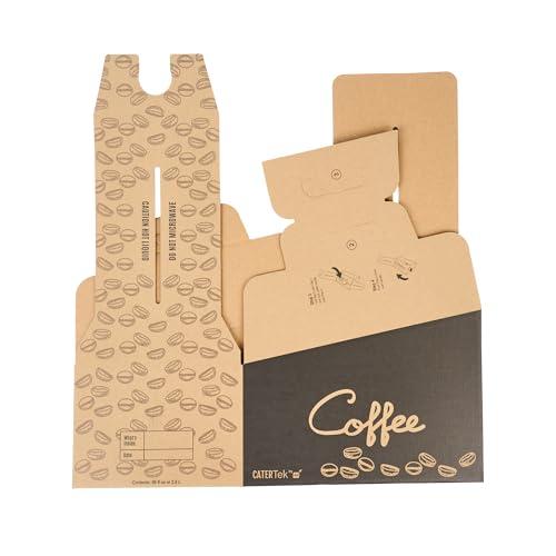 Restaurantware Restaurantware-12 x 7.5 x 8.5 Inch 96 Ounce Disposable Coffee Dispensers, 10 Insulated Coffee Take Out Containers - Built-In Handle, Portable Design, Kraft With Black Paper Coffee To Go Boxes