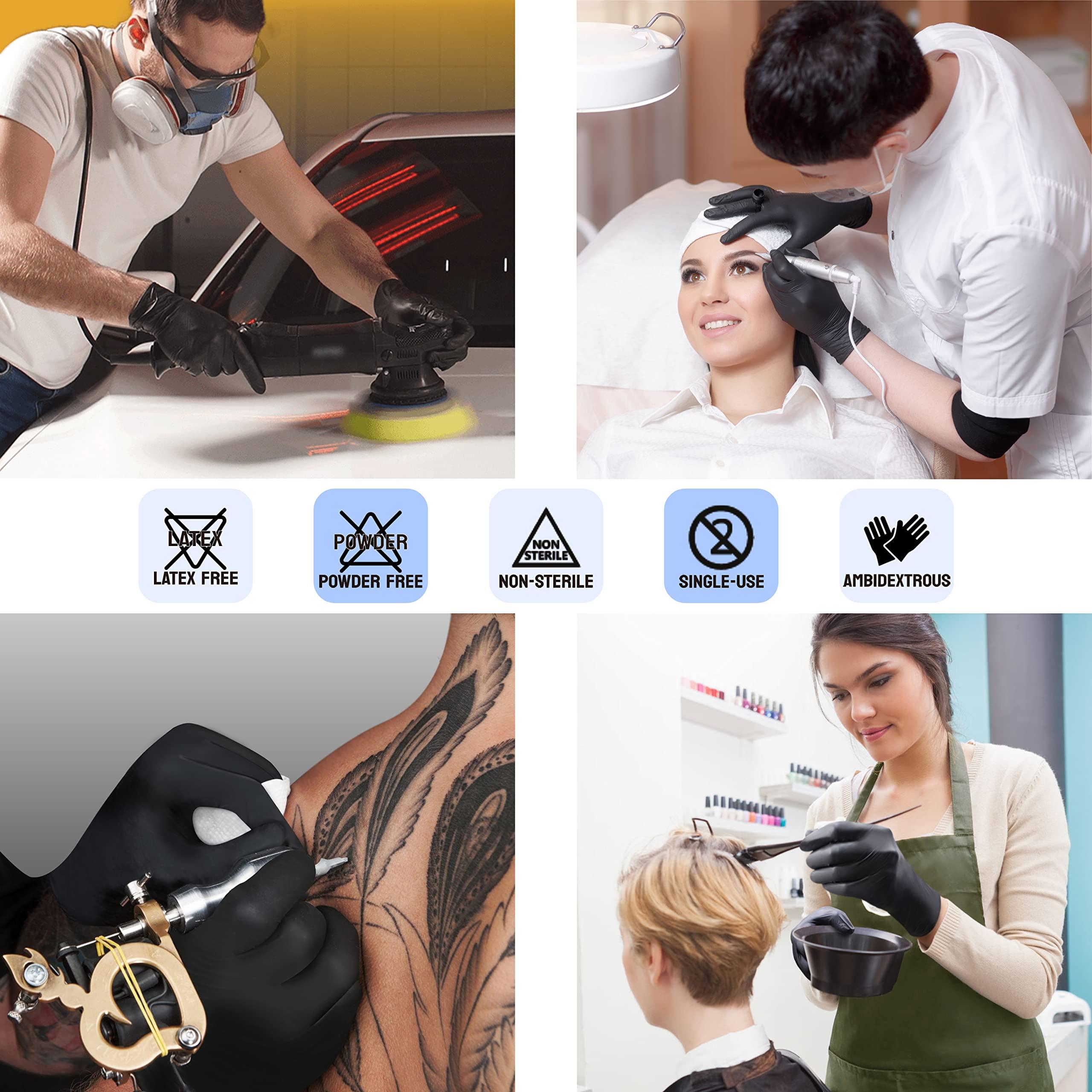 Safe Health Safe Health Nitrile Black Disposable Gloves, Latex Free, Powder Free, Box of 100, XS, Textured, 3.5 mil, Industrial, Tattoo, Salon, Hair, Auto, Car, Cleaning, Food, Cooking