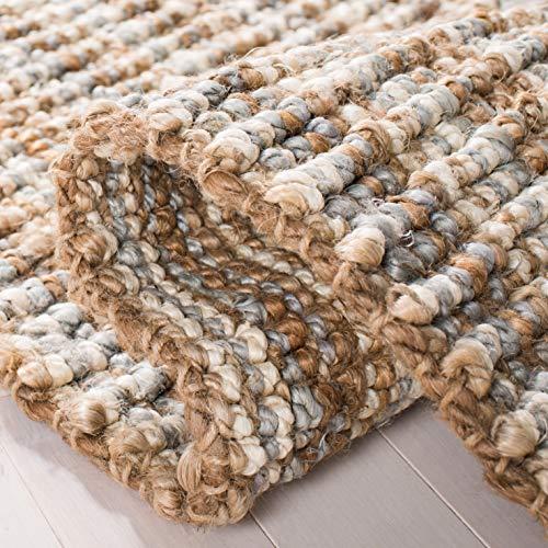 Safavieh SAFAVIEH Natural Fiber Collection Runner Rug - 2\'6\" x 8\', Grey & Natural, Handmade Chunky Textured Jute 0.75-inch Thick, Ideal for High Traffic Areas in Living Room, Bedroom (NF447K)