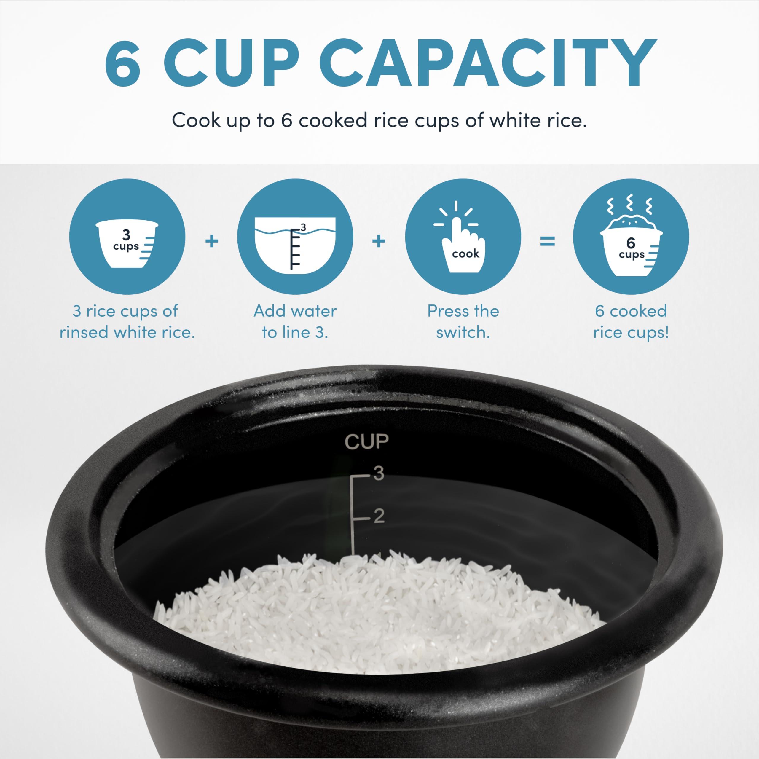 Aroma Housewares AROMA Rice Cooker, 3-Cup (Uncooked) / 6-Cup (Cooked), Small Rice Cooker, Oatmeal Cooker, Soup Maker, Auto Keep Warm, 1.5 Qt, White, ARC-393NG