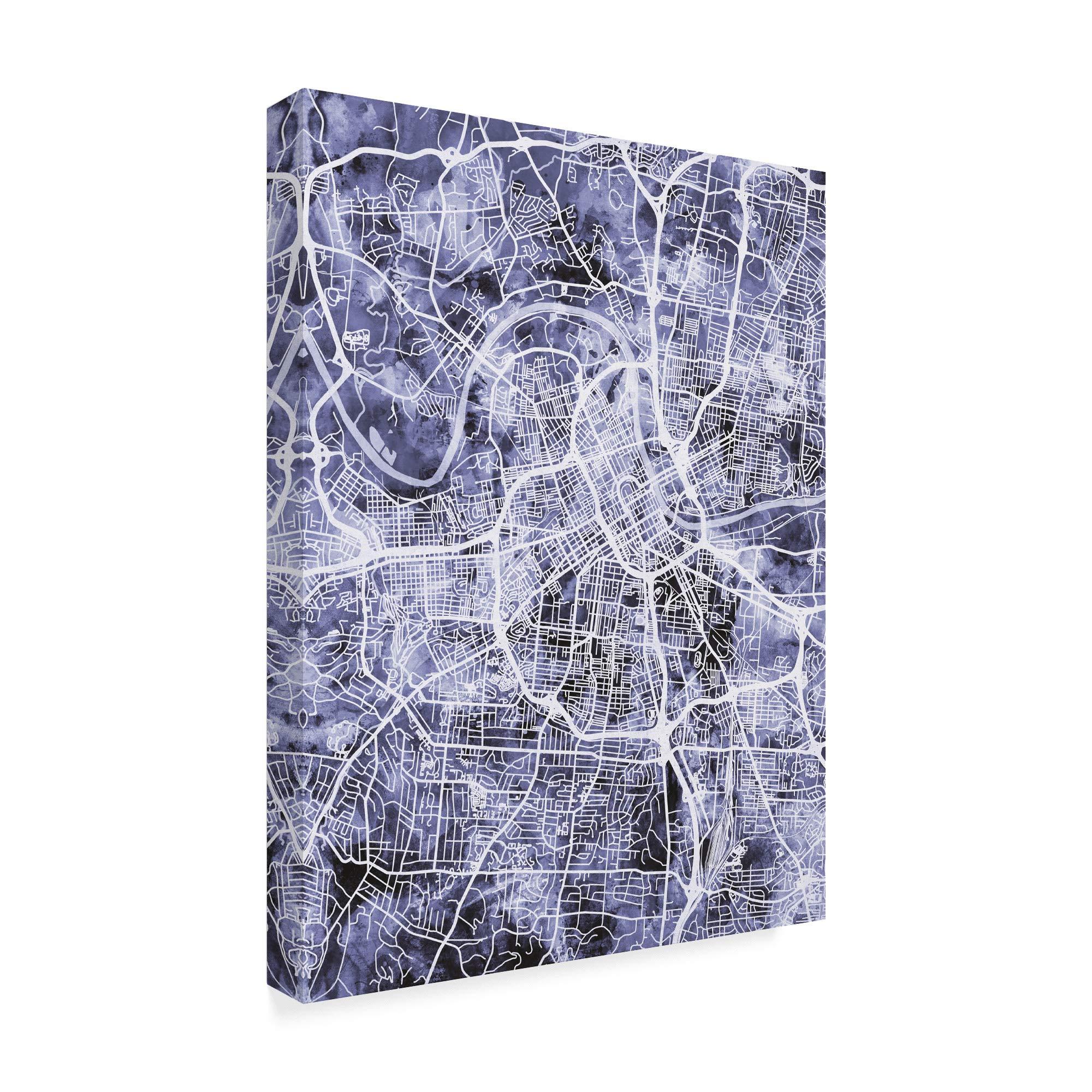 Trademark Fine Art Trademark Fine Art Nashville Tennessee City Map Blue by Michael Tompsett, 35x47