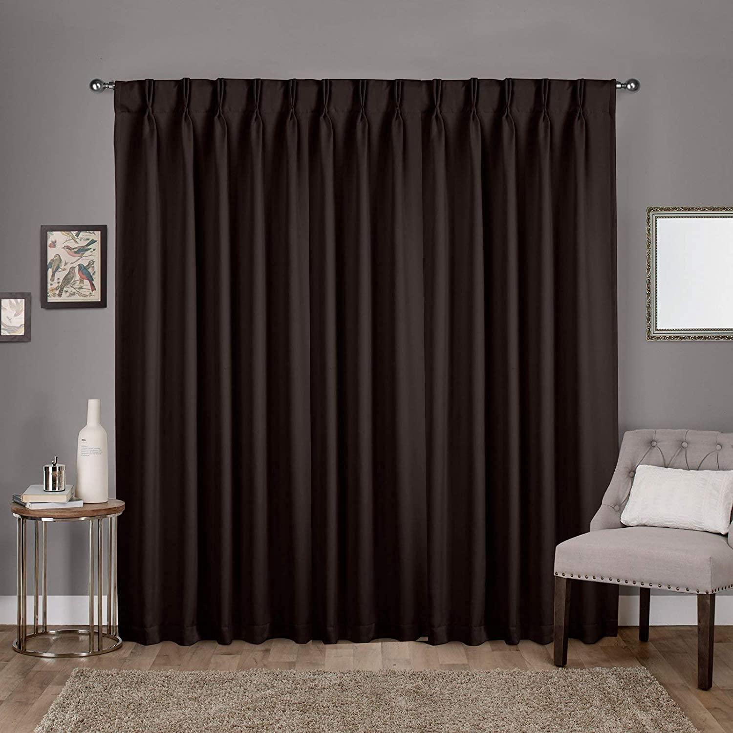 PREETAM COLLACTION Blackout Double Pinch Pleated Window Curtain Panels Luxury Polyester Drapes for Bedroom with Full Blackout with Very Easy Hanging Option via Hook (Chocolate Solid, 84"x84", 1 Panel)