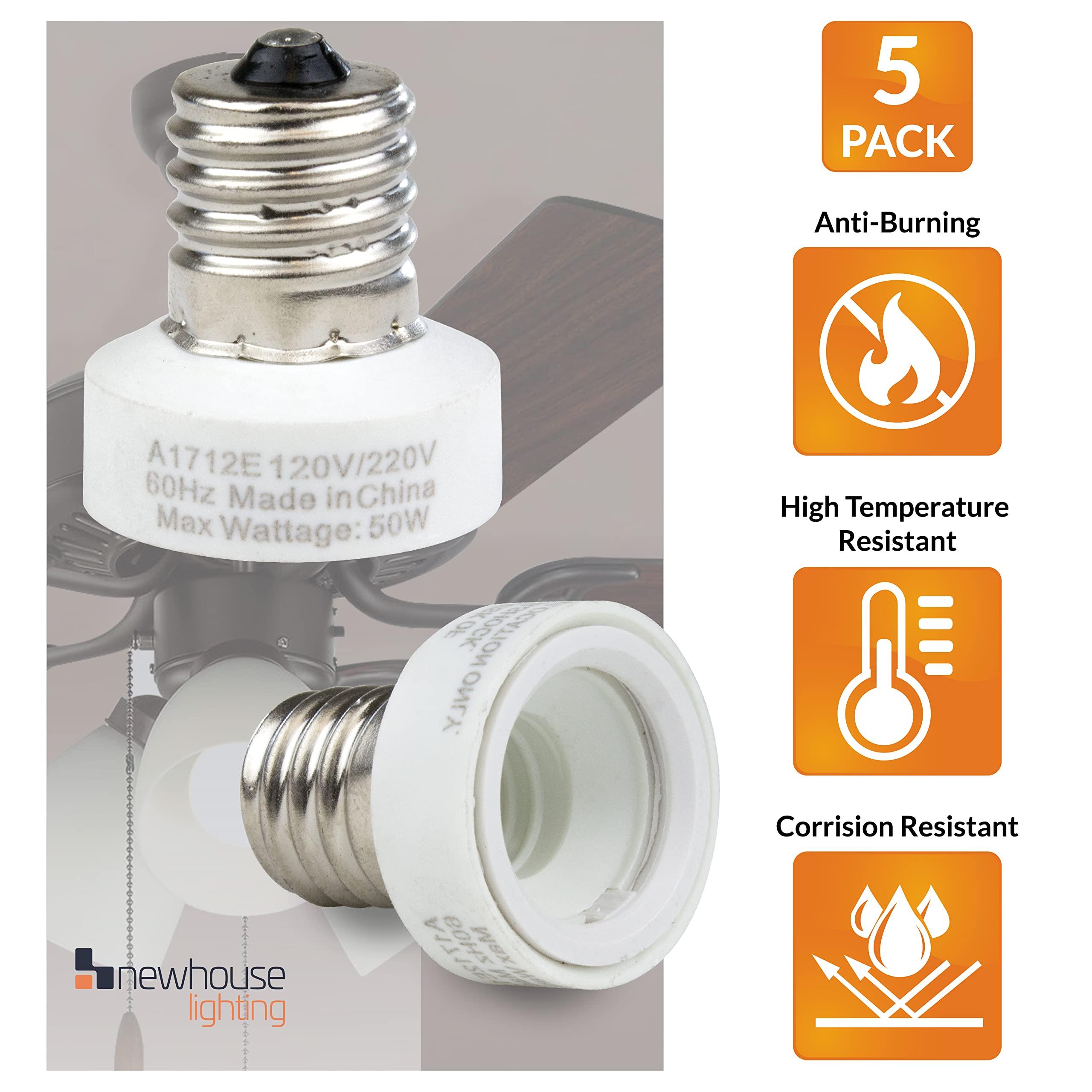 Newhouse Lighting Newhouse Lighting Intermediate to Candelabra Light Bulb Socket Adapter, 5-Pack,White,A1712E-5