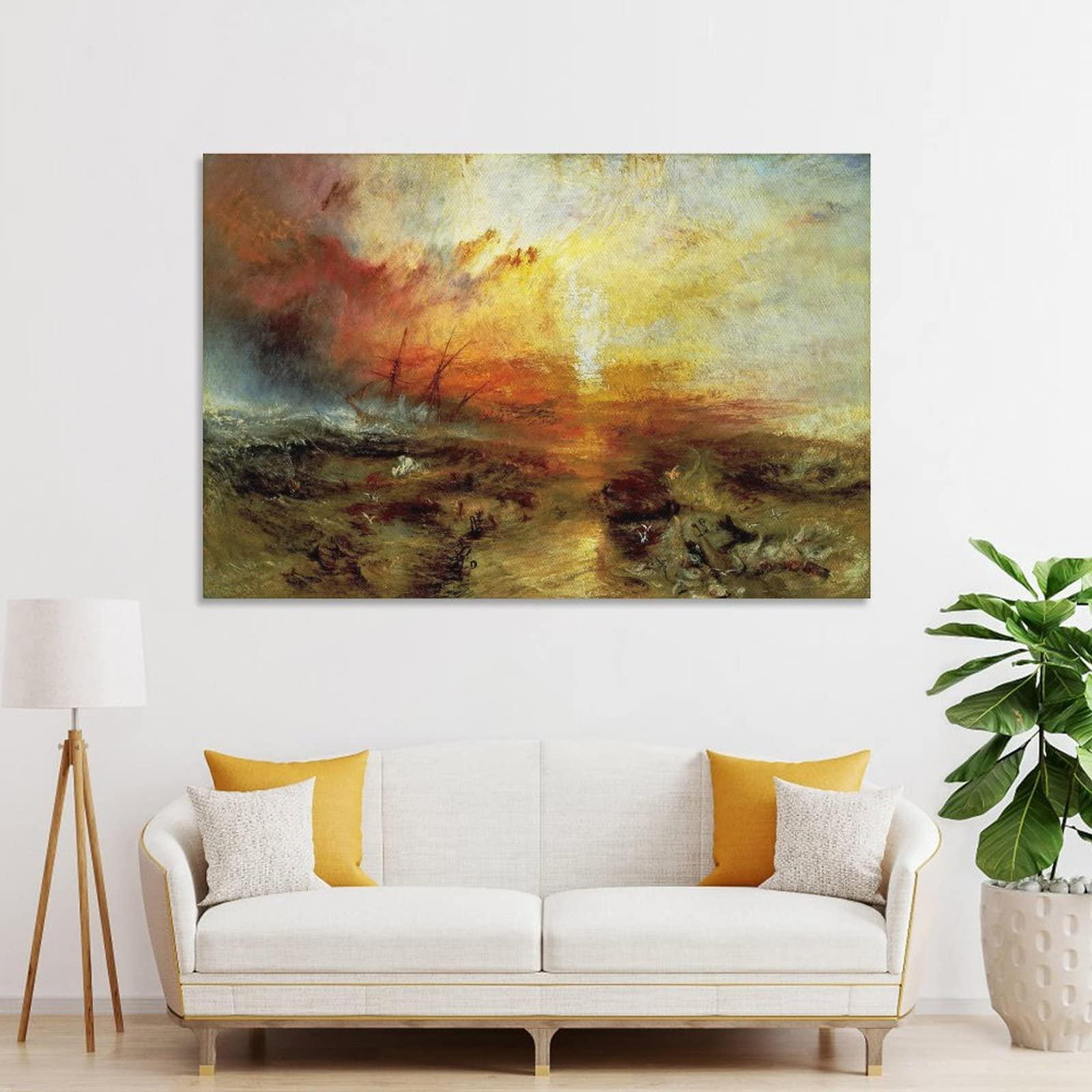 AAOTE AAOTE The Slave Ship, 1840 - by J. M. W. Turner Painting Art Posters Posters Wall Art Painting Canvas Gift Living Room Prints Bedroom Decor Poster Artworks 20x30inch(50x75cm)