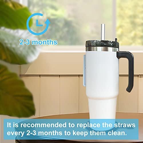 Ajedrmy 8 Pack Replacement Straw for Stanley Adventure Quencher 40 oz 30 oz Cup Tumbler, Reusable Straws for Stanley 40 oz & Simple Modern Tumbler with Handle, with Cleaning Brush for Stanley Cup Accessories