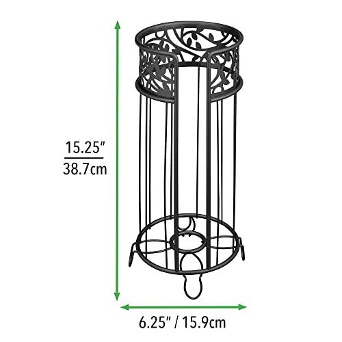 mDesign mDesign Decorative Free Standing Toilet Paper Holder Stand with Storage for 3 Rolls of Toilet Tissue - for Bathroom/Powder Room - Holds Mega Rolls - Durable Metal Wire - Matte Black