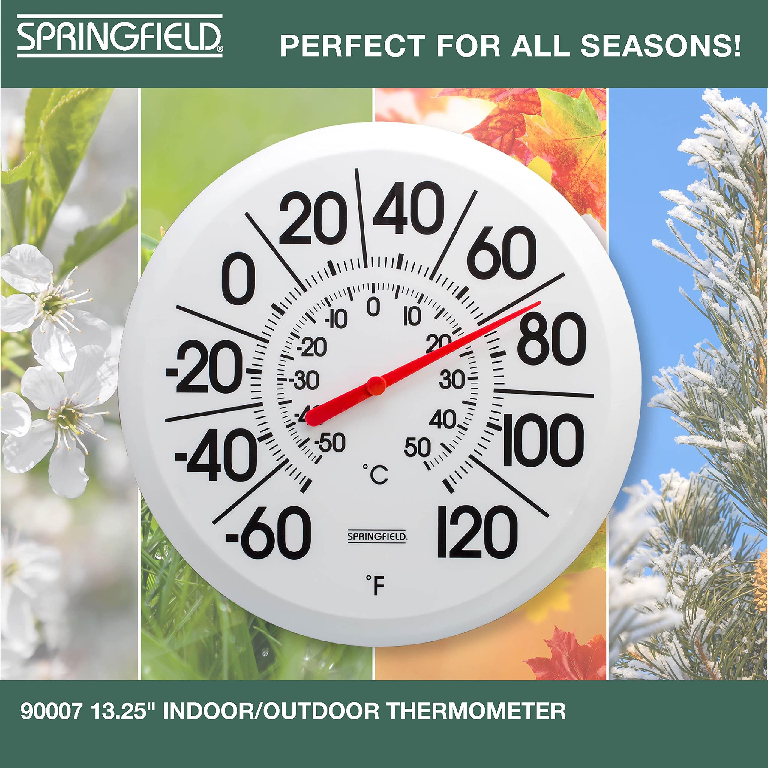 Springfield Springfield Indoor Outdoor Big and Bold Thermometer with Mounting Bracket, Easy to Read Numbers for Patio, Pool, and Indoor Areas, 13.25-Inch, White