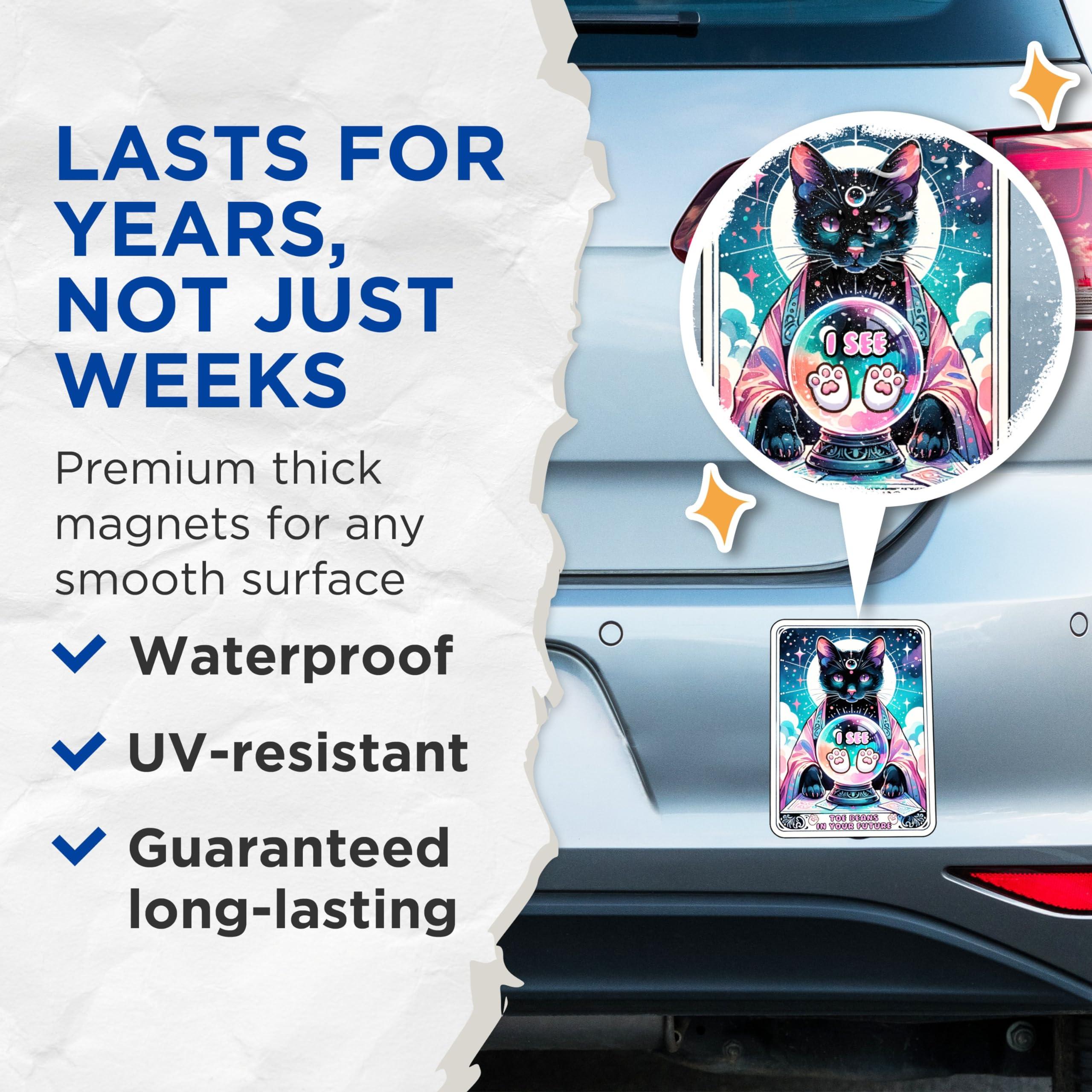 Bliss Monkey Co. (2 Pack) Toe Beans in Your Future Magnets - Cat Physic Tarot Card - 5\" On Longest Side - Premium Magnet - for Cars, Refrigerators, Toolboxes, Lockers - Made in USA - MAG1113