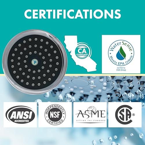 Niagara Conservation Niagara Conservation N2517CH Sava Spa 1-Spray with 1.75 GPM 4.4-in. Wall Mount Adjustable Fixed Shower Head in Chrome, 1-Pack | Bathroom Shower Head Sprayer with Pressure Compensation Technology