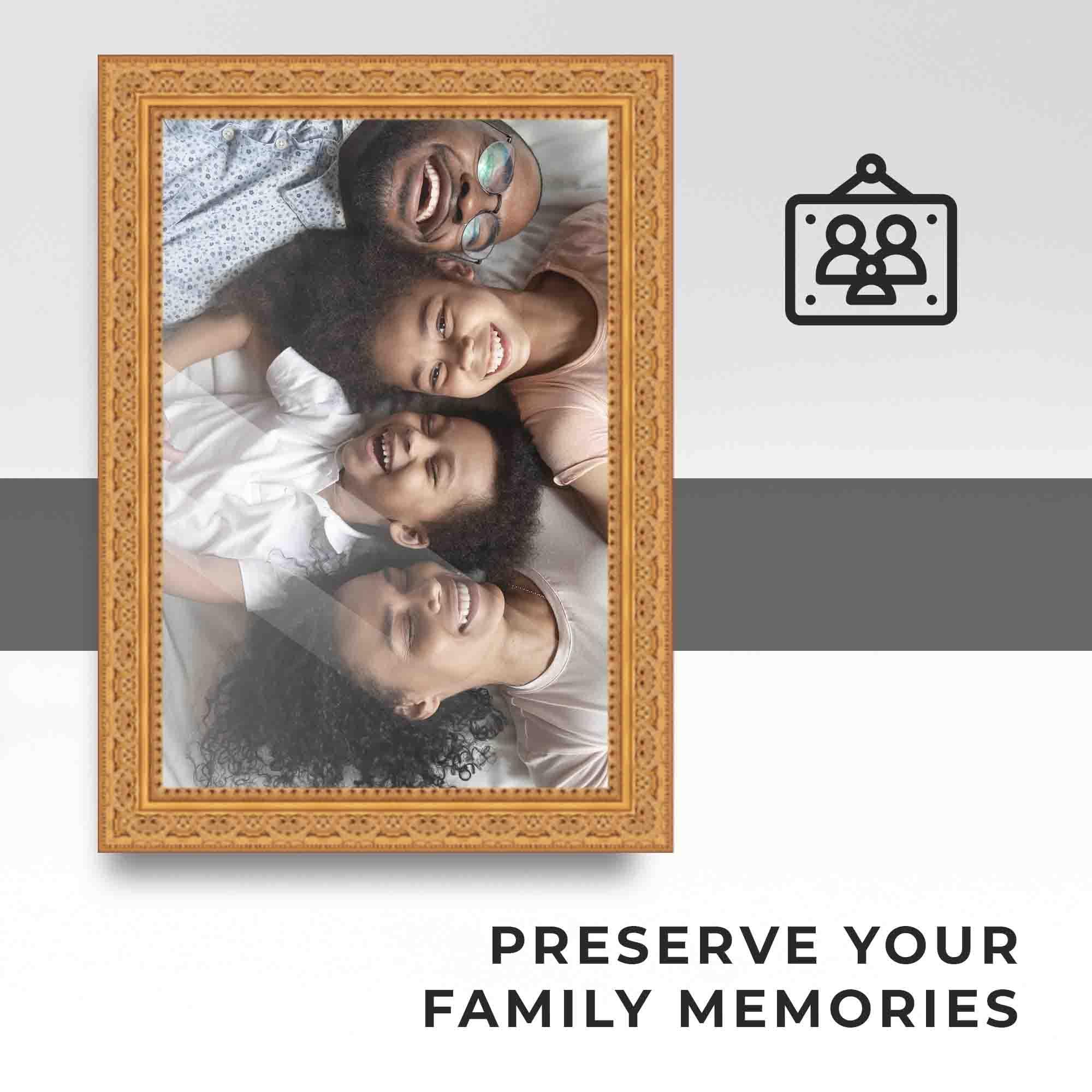 CustomPictureFrames.com 12x27 Frame Gold Real Wood Picture Frame Width 1.75 Inches | Interior Frame Depth 0.5 Inches | Museum Gold Ornate Photo Frame Complete with UV Acrylic, Foam Board Backing & Hanging Hardware