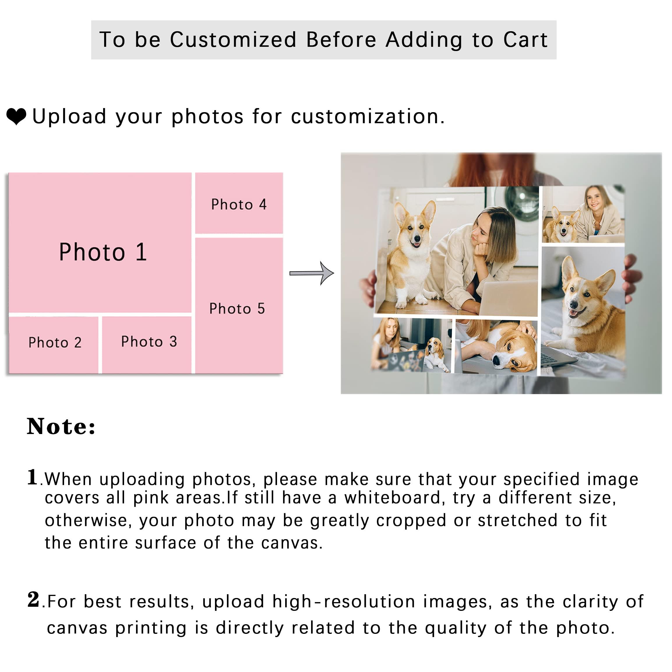 QIXIANG Personalized Canvas Art Custom Portrait Painting Print Your Family Holiday Photo on Canvas 3 Images Collage Picture Framed Digital Printed (24"x36"(60x90cm) Frame, Collage Photo-3)