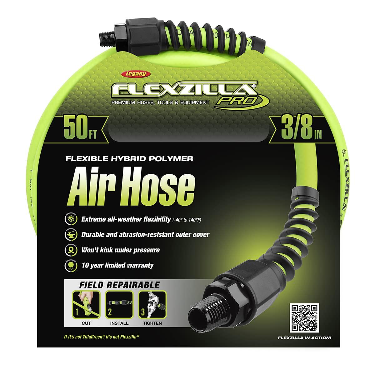 Flexzilla Flexzilla Pro Air Hose, 3/8 in. x 50 ft., Heavy Duty, Lightweight, Hybrid, ZillaGreen - HFZP3850YW2