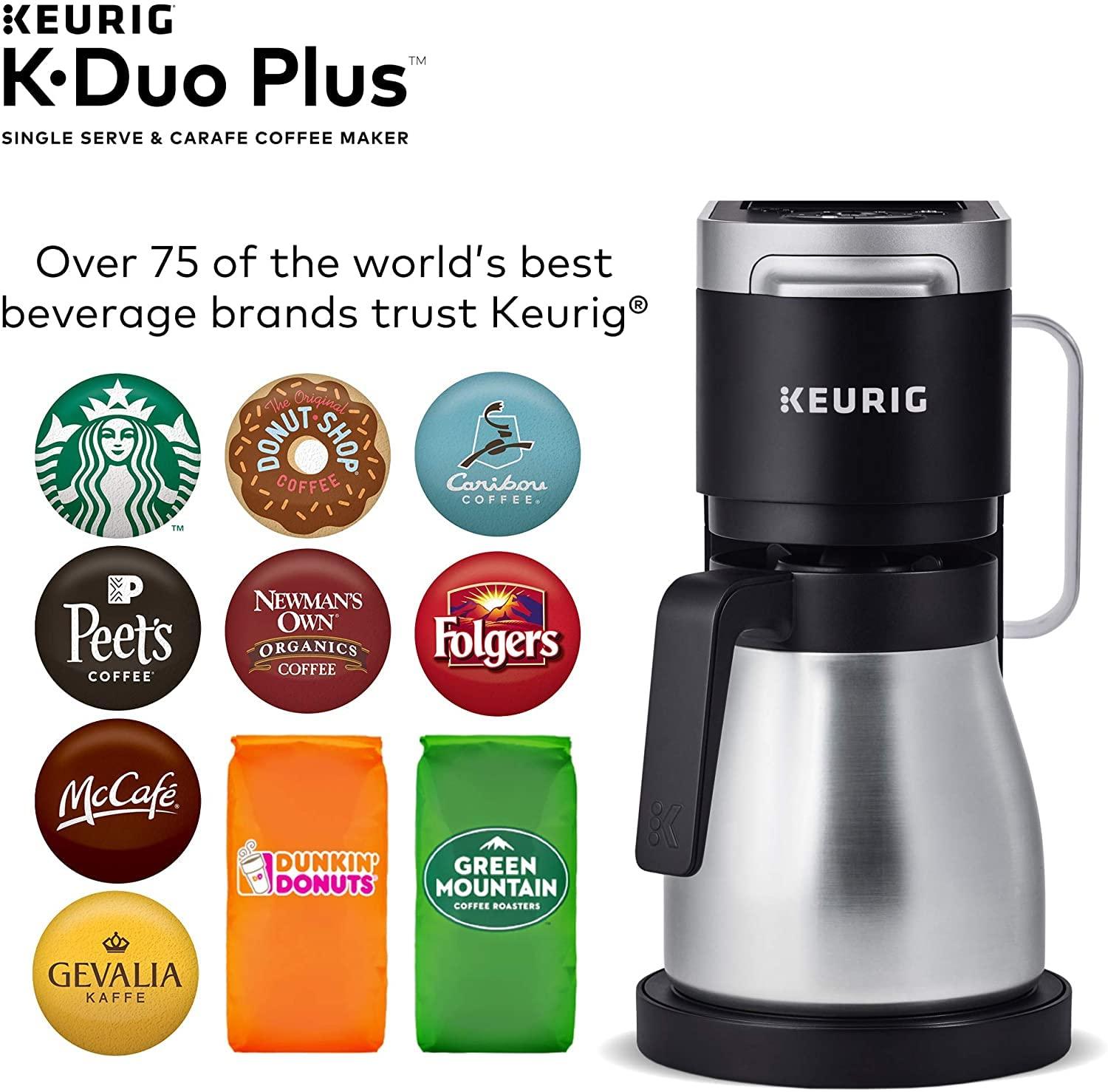 INNZA Keurig K-Duo Plus Coffee Maker, with Single Serve K-Cup Pod and 12 Cup Carafe Brewer, Black (12-Cup Thermal Carafe and 15 K-Cup Pods included)