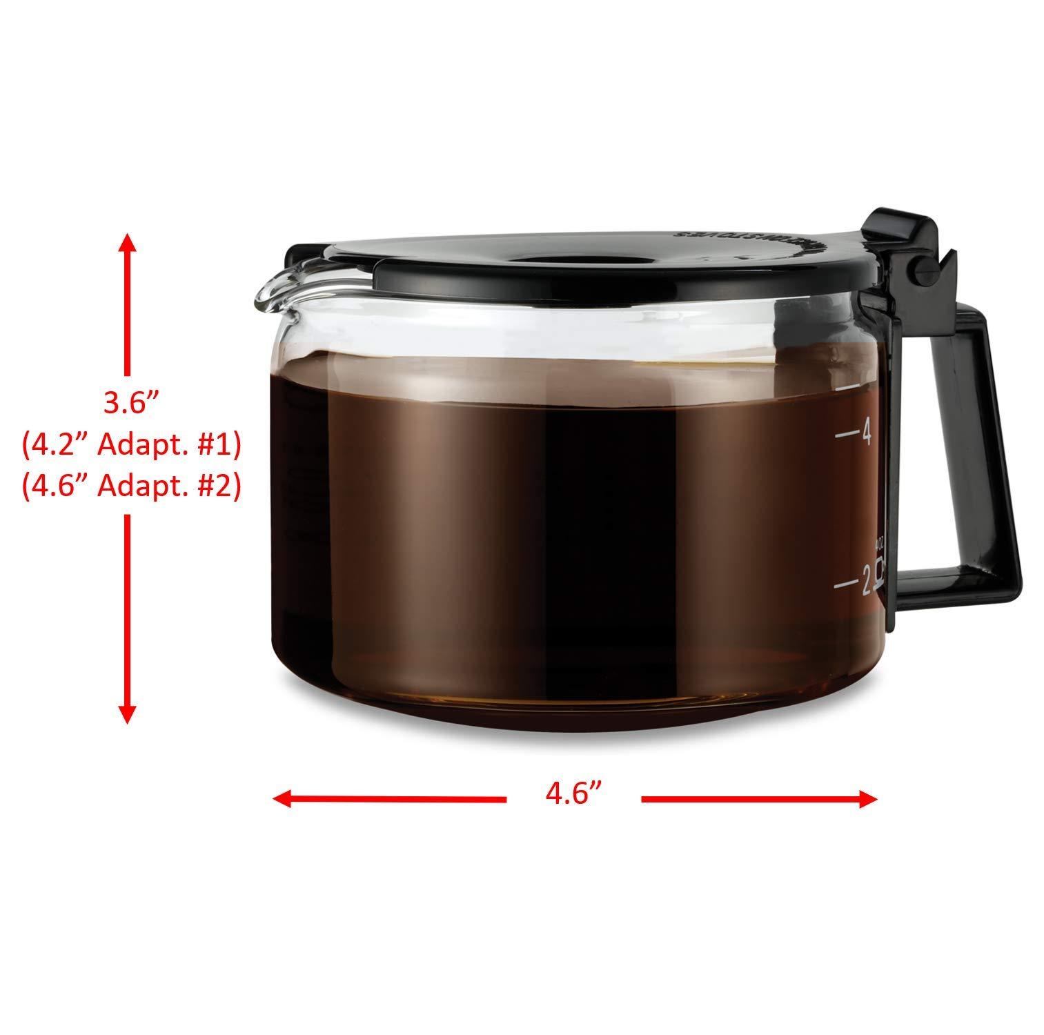 CAFÉ BREW COLLECTION CAFÉ BREW COLLECTION Universal Glass Coffee Replacement Carafe - BPA Free Carafe - 4 to 5 Cup Black Replacement Carafe for Cuisinart, Mr. Coffee, Hamilton Beach, Black & Decker and More