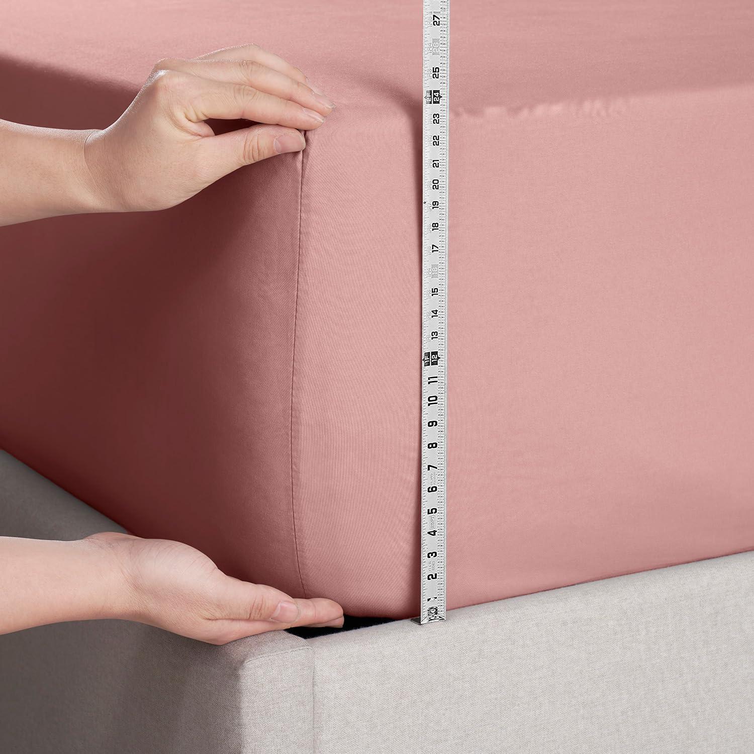 Nestl Nestl Pink Clay California King Fitted Sheet, Extra Deep Pocket Cal King Fitted Sheet Only, 1800 Microfiber Fitted Bed Sheet, Ultra Soft Fitted Sheet California King Fits up to 24 Inch Mattress