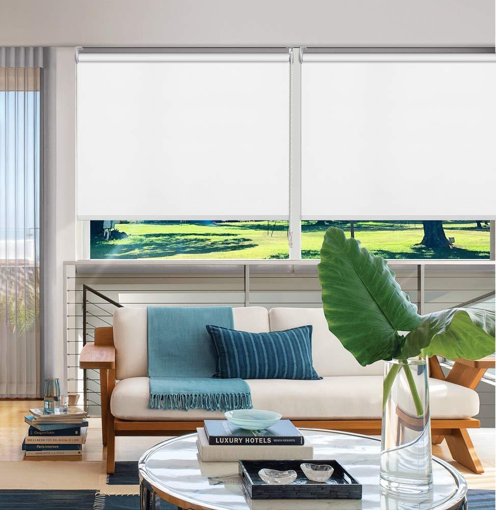 MiLin MiLin 100% Blackout Roller Shades Fast Delivery, Roller Window Blinds and Shades Custom Cut to Size, Room Darkening Waterproof Thermal Insulated for Home & Office - Polar White 71" W x 60" H