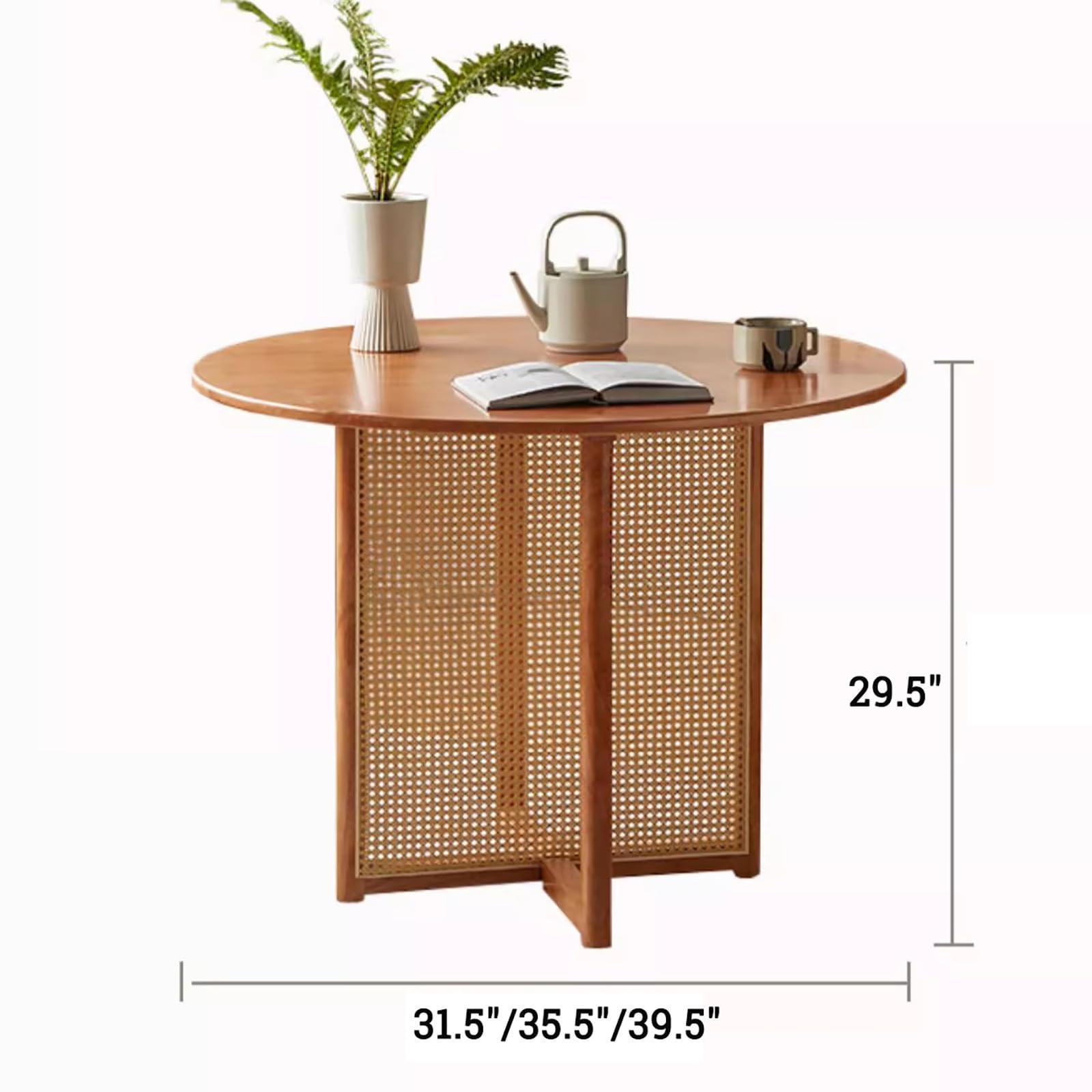 JIXDILO JIXDILO Mid-Century Modern Dining Table,Solid Wood Pedestal Dining Table,Wooden Kitchen Dining Room Tables,Rattan Base,Farmhouse Dining Table for 2,4,6,8(31.5inch, Round)