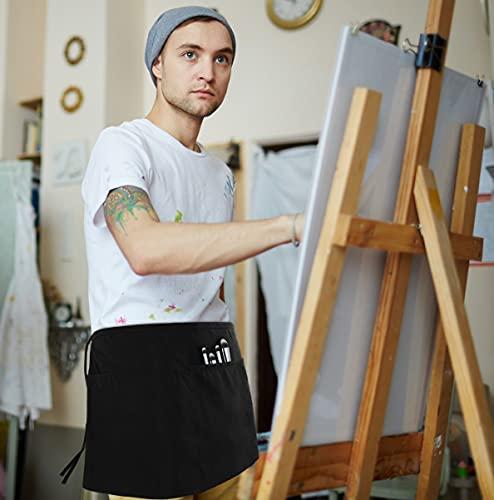 Utopia Wear Utopia Wear 12 Pack Server Apron with 3 Pockets, Waist Apron for Waiter Waitress, 12 Inches, Black