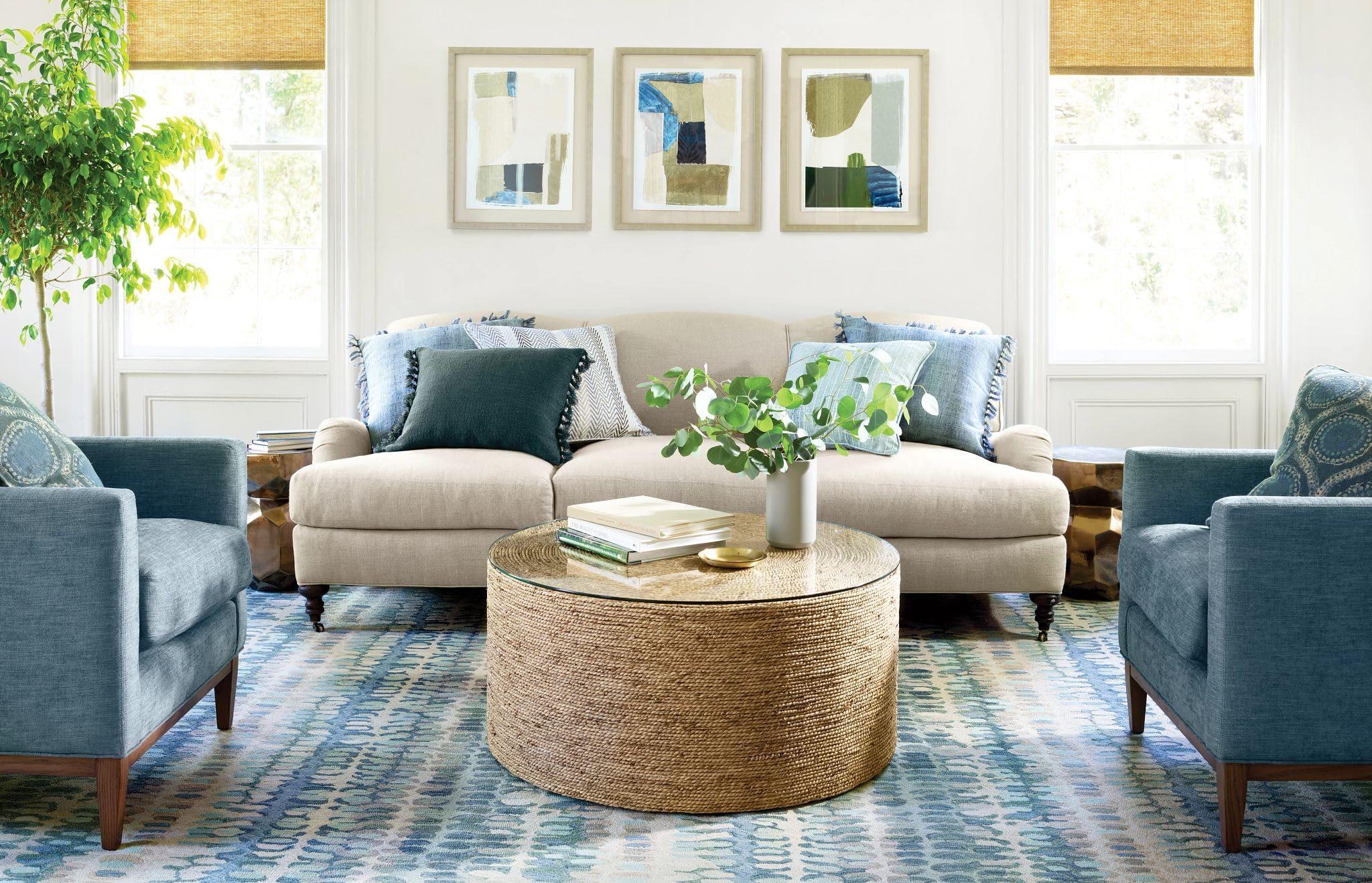 Pine Cone Hill Pine Cone Hill Ridge Cordless Roller Wicker Shade, 36" W x 72" L, Neutral Solid Pattern