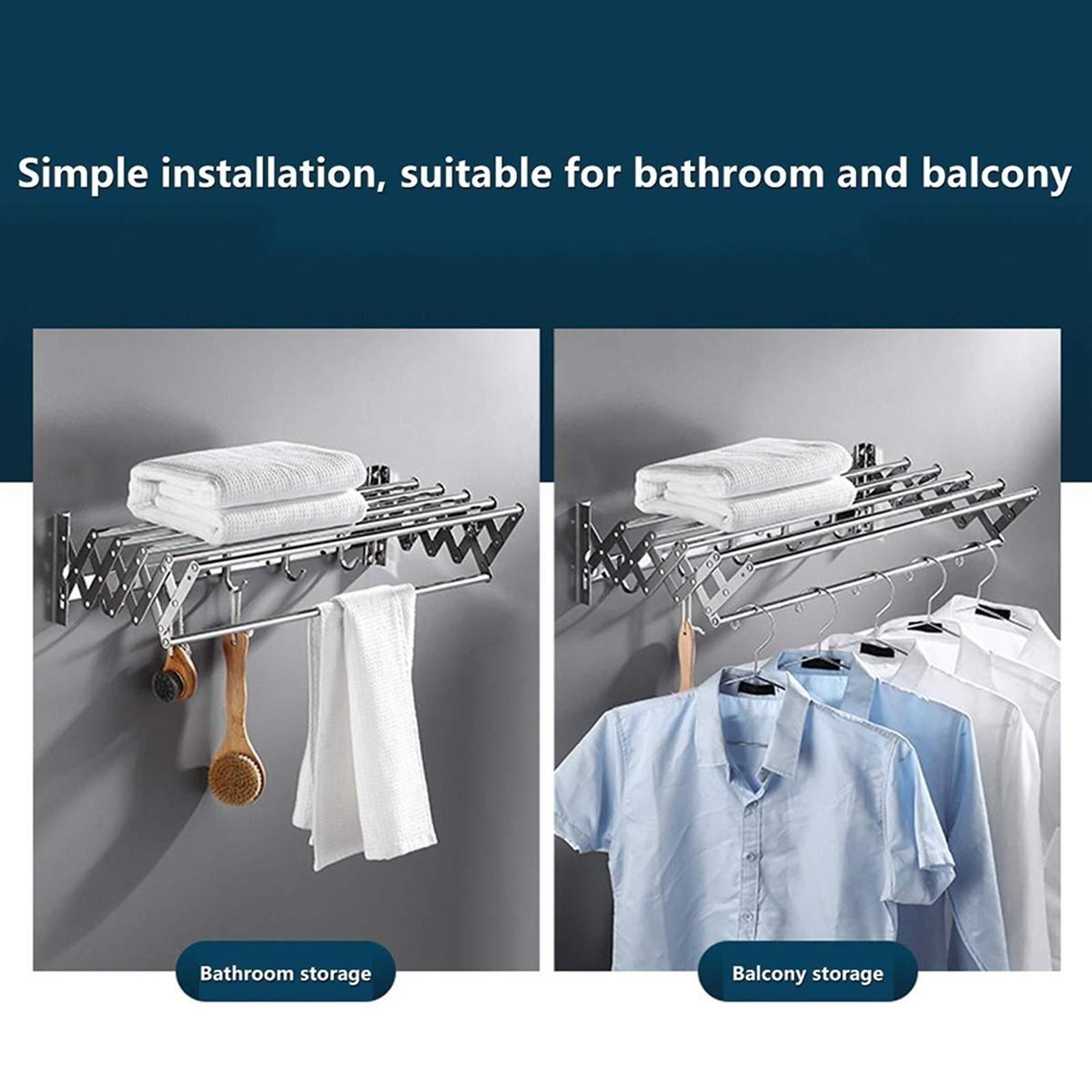 HomeLoft Basics Collapsible Airer Clothes,Wall Mounted Towel Rack,Folding Drying Rack,for Laundry Room Bathroom Clothesline Clotheshorse (50cm)