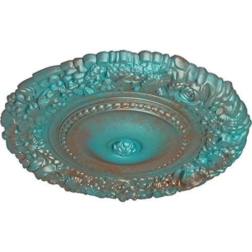 Ekena Millwork Ekena Millwork CM21MACGS Marseille Ceiling Medallion, 21\"OD x 2\"P (Fits Canopies up to 7 3/8\"), Hand-Painted Copper Green Patina