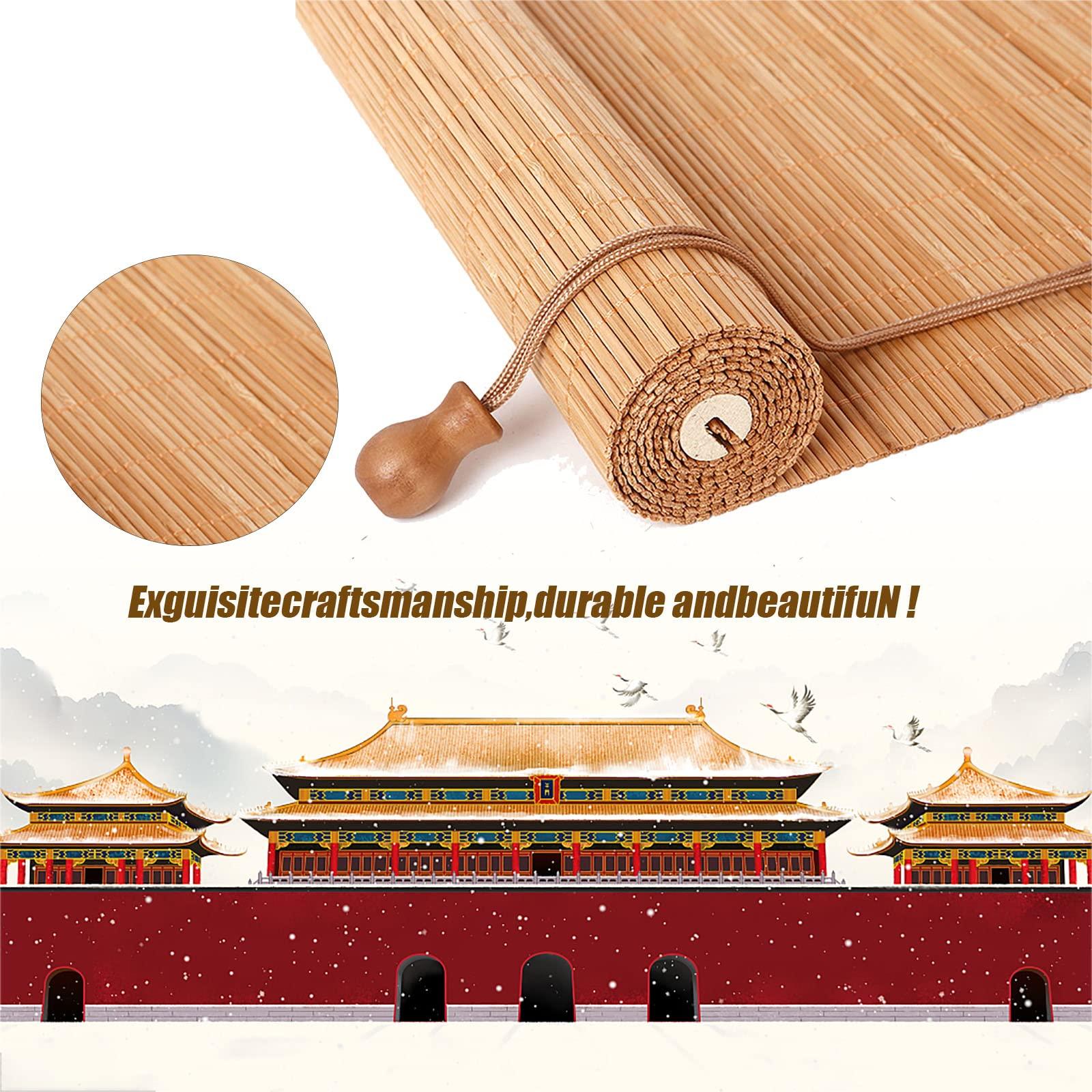 OCAZI Retro Outdoor Shades for Patio Bamboo Roller Blinds, Bamboo Roll Up Blinds Bamboo Roll Up Shades, Bamboo Shades Blinds Porch Blinds Outdoor/Indoor Window Privacy 4879inWH Black