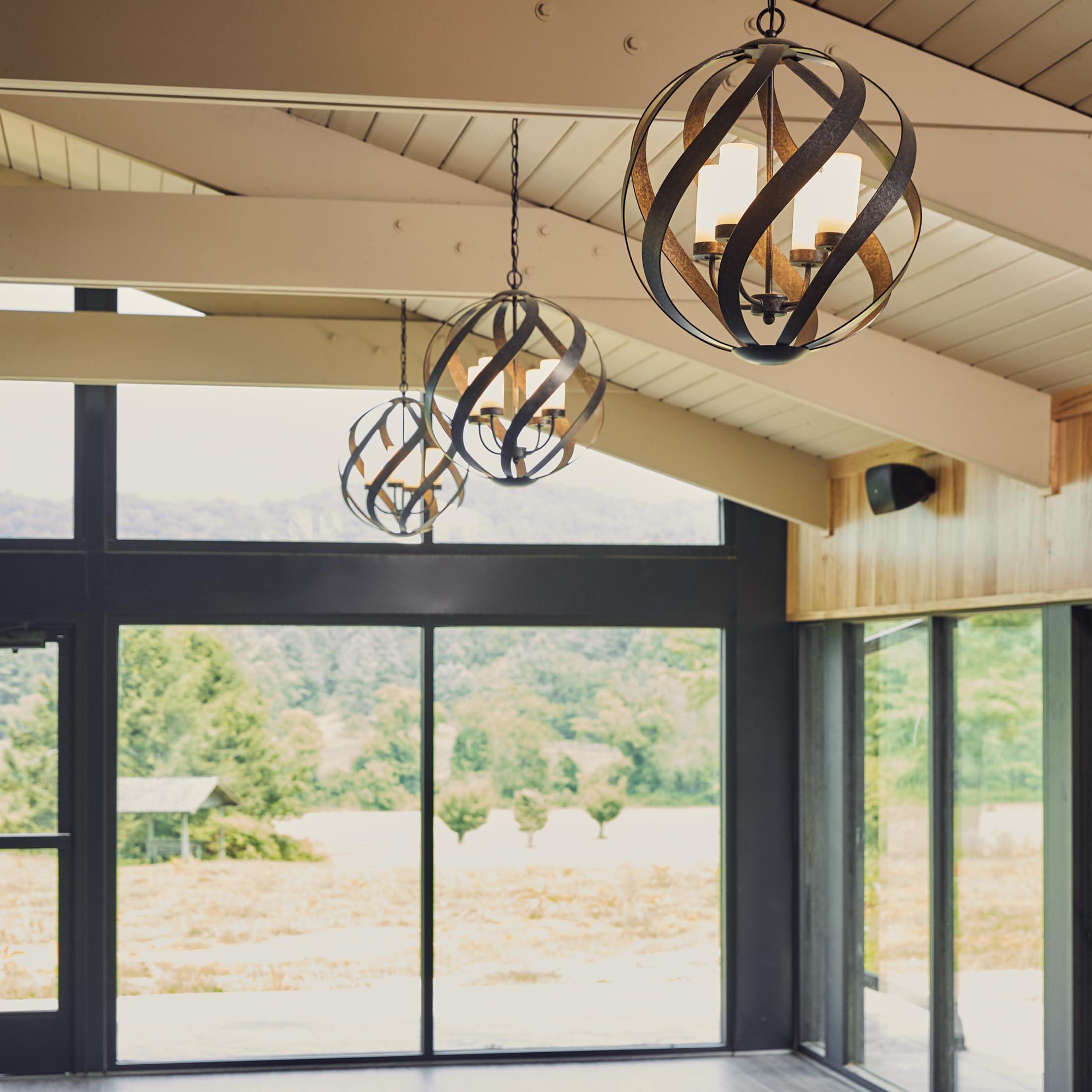 Quoizel Quoizel Blacksmith Pendant Lighting, 20 Inch 4-Light Old Black Mystical Orb Light, Clear Seeded Glass, Max Adjustable Height 77\", Ceiling Light for Kitchen Island, Dining, Hallway or Bedroom