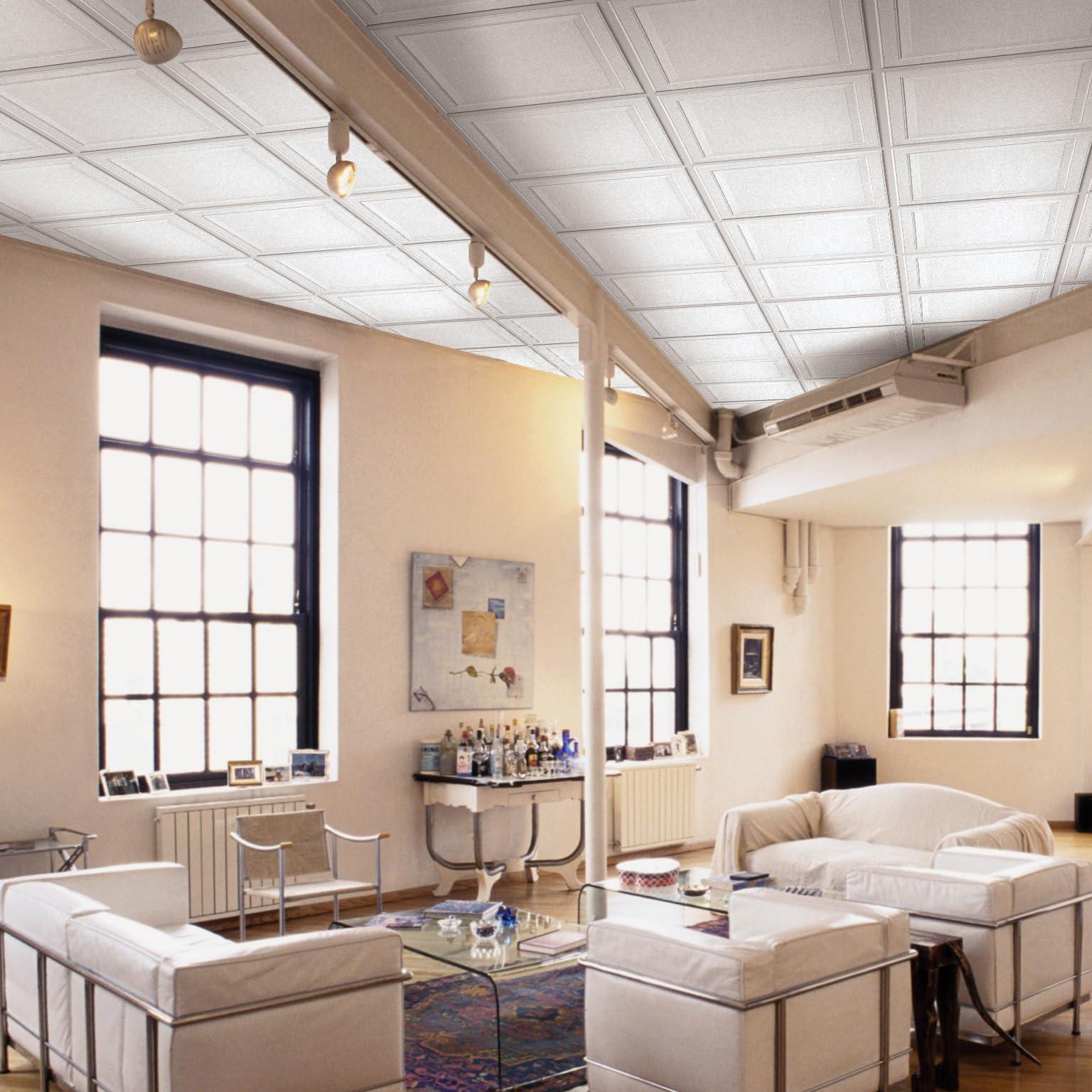 Armstrong Armstrong Ceiling Tiles; 2x2 Ceiling Tiles - 6 pc White; Acoustic Ceilings for Suspended Ceiling Grid; LEDGES 1205