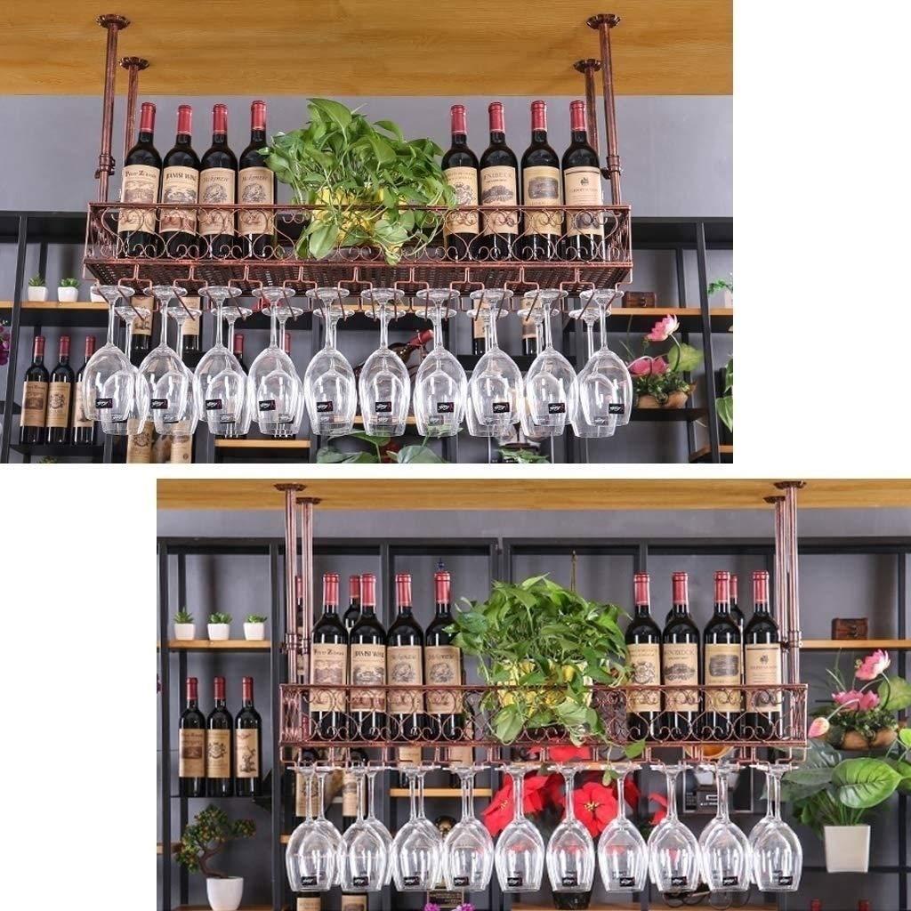 ZRCWW ZRCWW Ceiling Wine Racks Adjustable Height Ceiling Hanging Wine Bottle Holder Metal Iron Wine Glass Rack Kitchens Bar Wine Goblet Stemware Racks -Home Bar Decor (Size : 6025cm(2410inch))