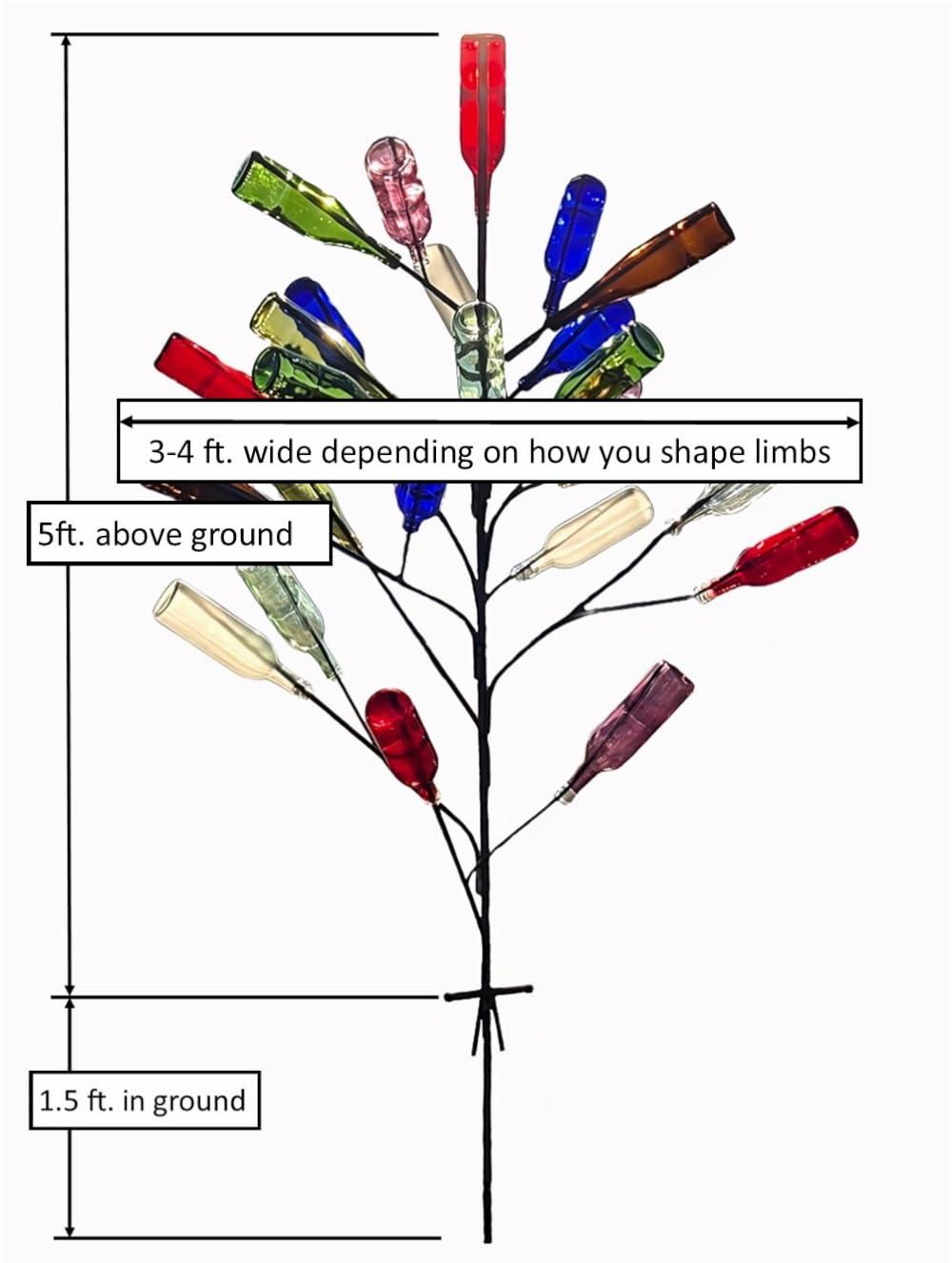 BottleTree The Big Daddy Bottle Tree | Outside Yard Garden Decor | No Assembly Required | Displays 25 Bottles | 5 ft (60\") Tall | Heavy Duty Welded Solid Raw Steel | Unpainted | Made in Mississippi USA