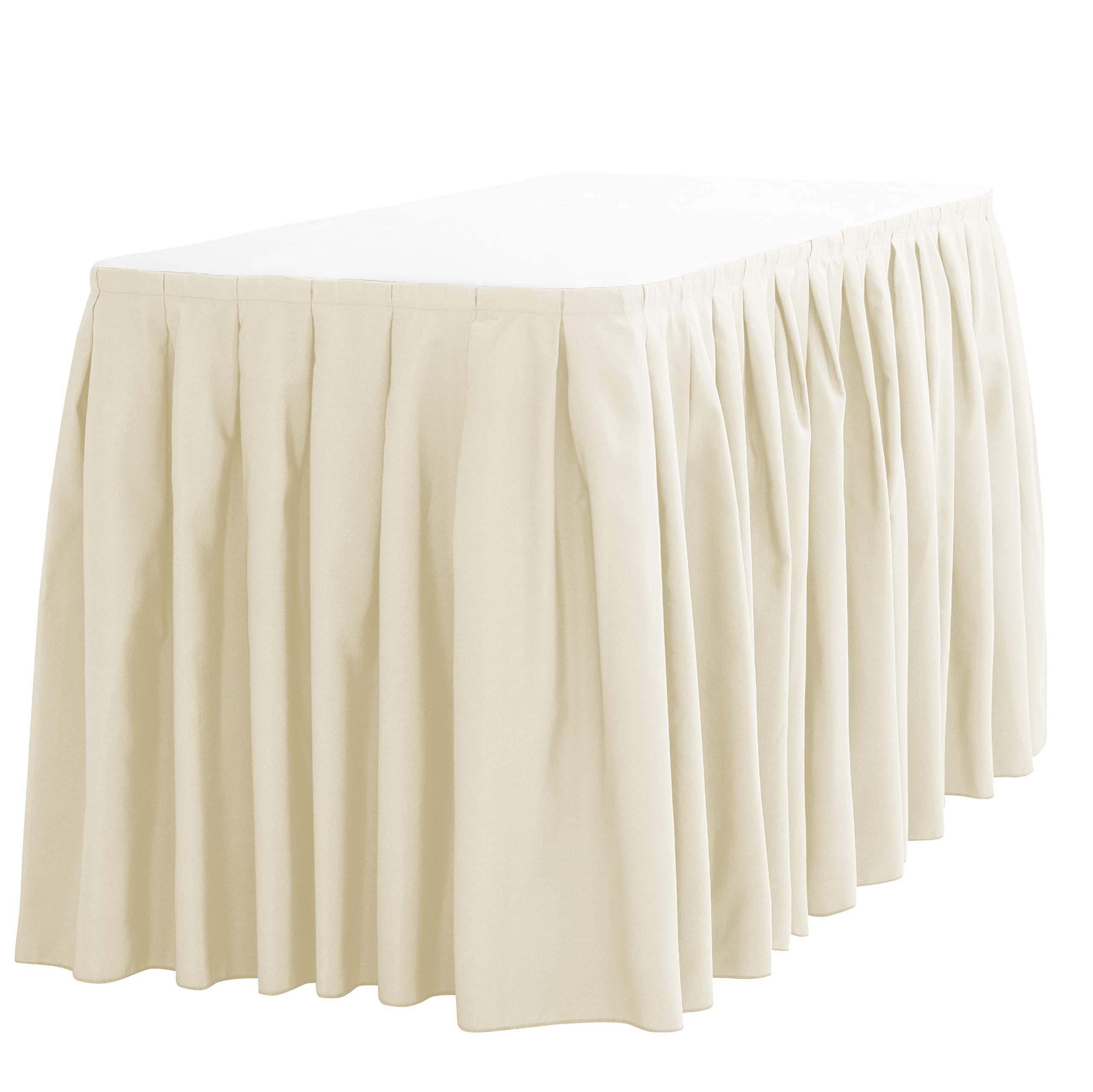 LTC LINENS LinenTablecloth 21 ft. Accordion Pleat Polyester Table Skirt Ivory