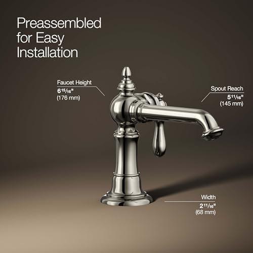 Kohler Kohler K-72762-9M-SN Artifacts Single Handle Bathroom Sink Faucet, 1.2 GPM, Vibrant Polished Nickel