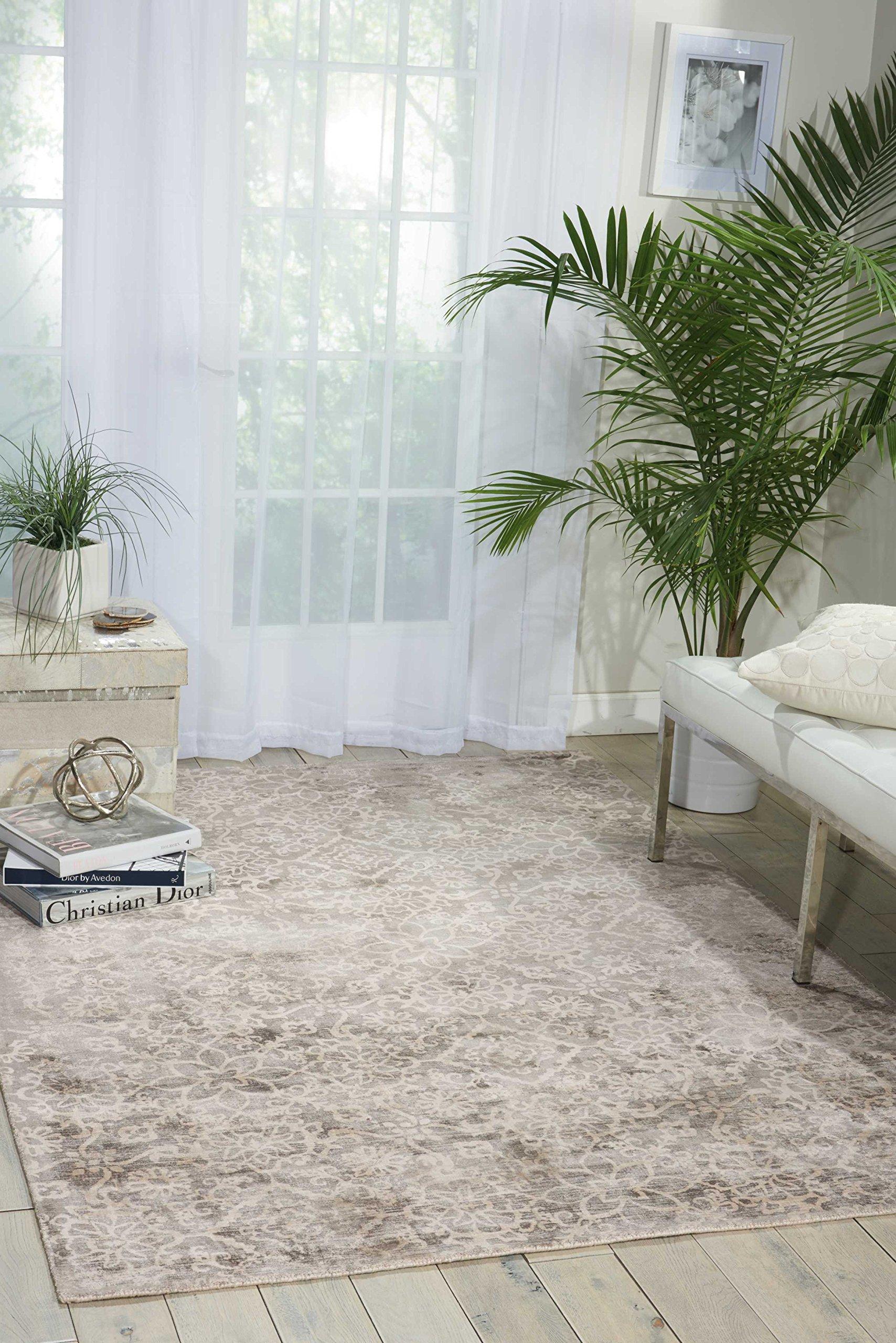 Nourison Kathy Ireland Worldwide Rustic/Vintage Floral/Botanical Area Rug, 9'x12' , Grey