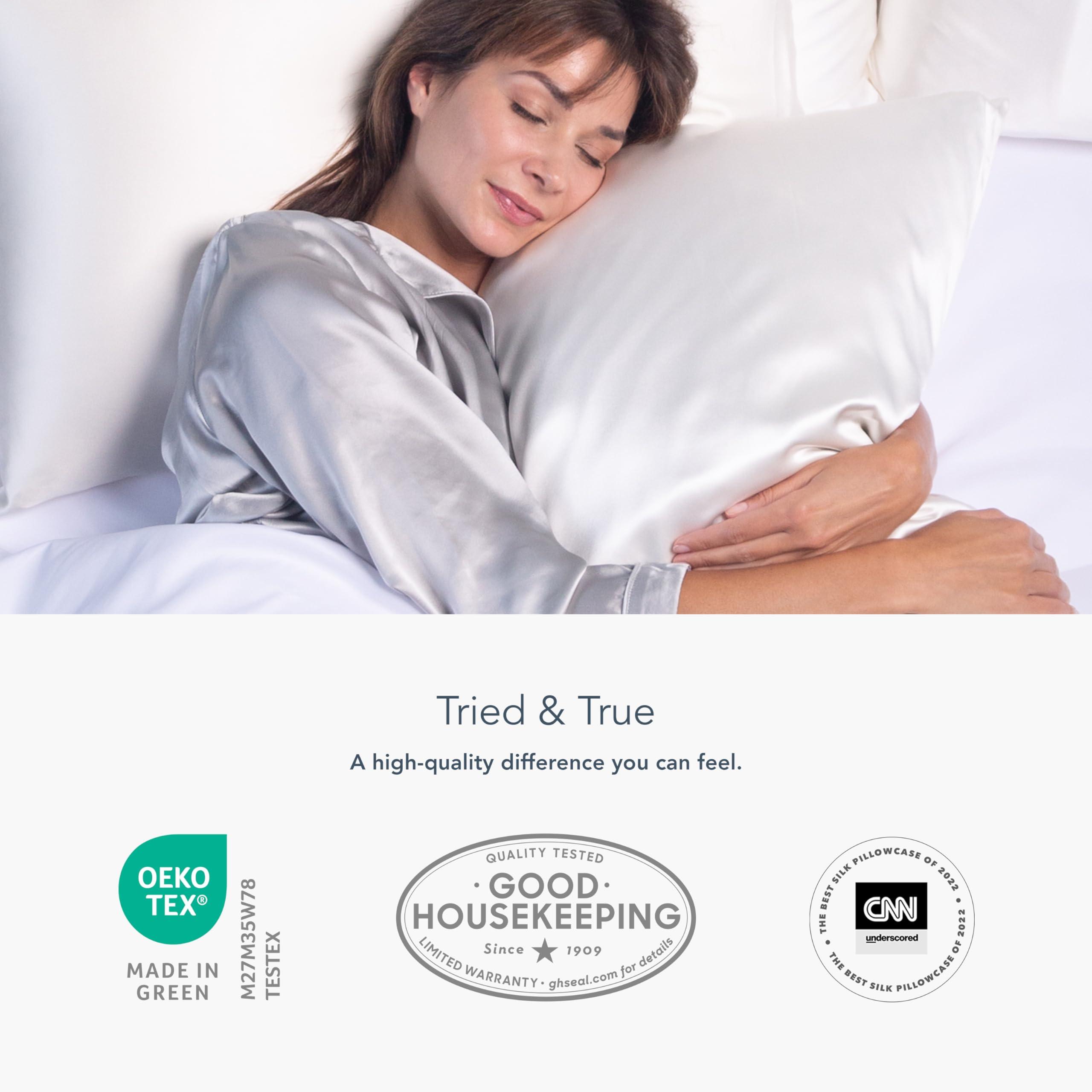 Fishers Finery Fishers Finery 25mm 100% Pure Mulberry Silk PillowcaseGood Housekeeping Winner (Blue, Queen 2 Pack)