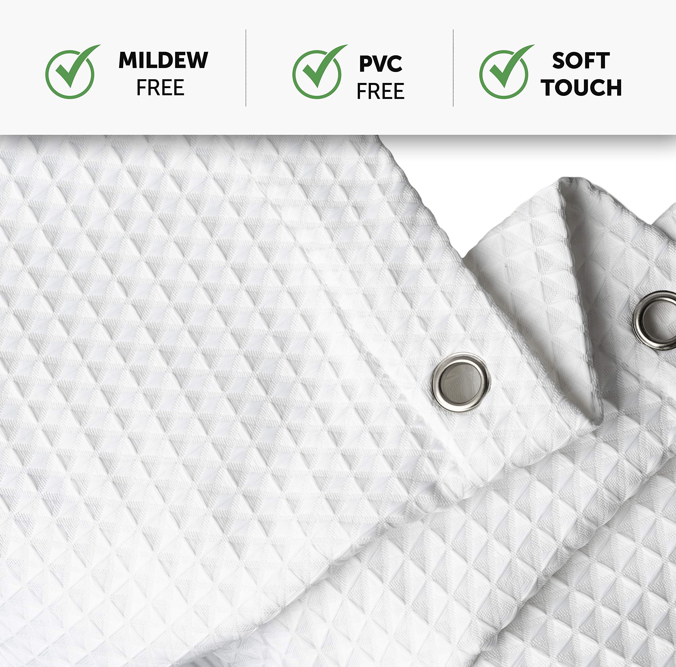 Creative Scents Waffle Fabric White Shower Curtain with Liner Set - Includes Free Clear Liner, Decorative Shower Curtain for Bathroom Set - Rustproof Metal Grommets Waterproof Hotel Quality 72" x 72" Heavy 290 GSM