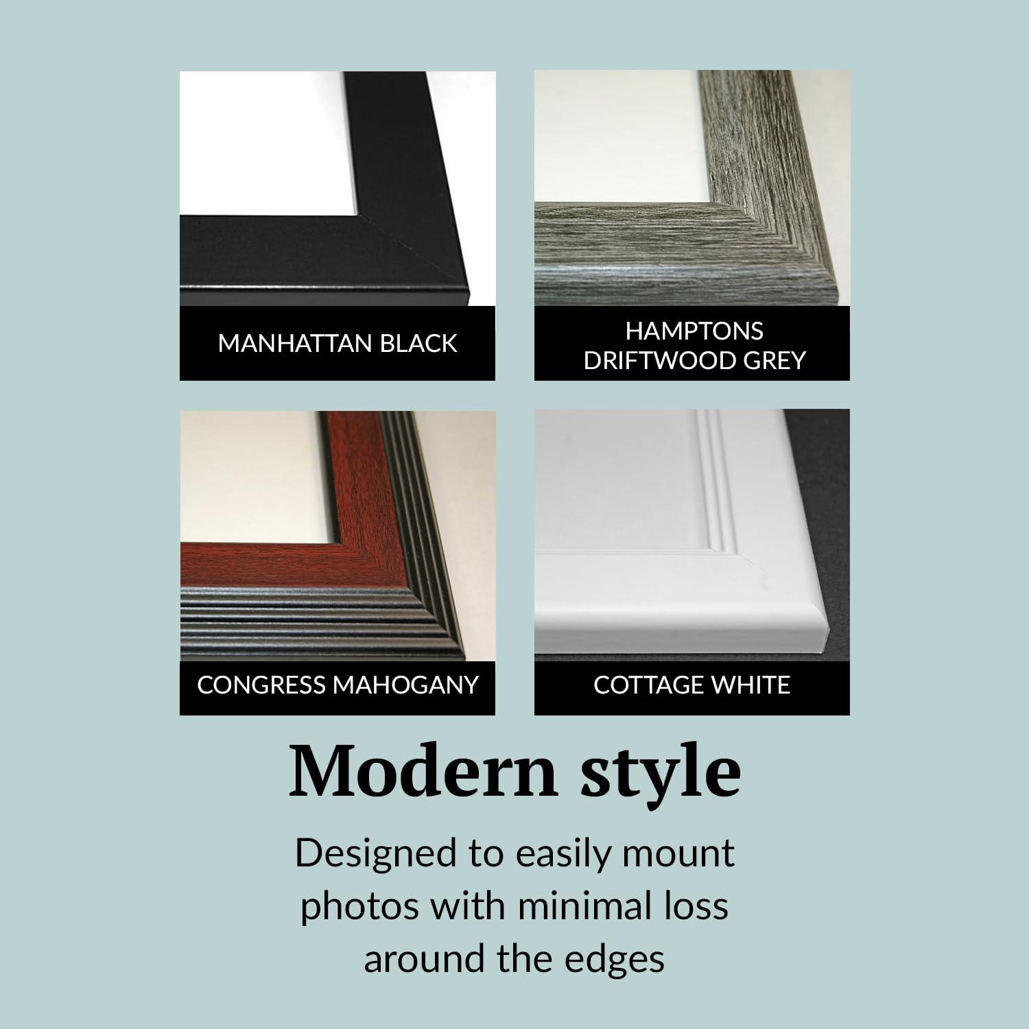 Creative Letter Art Creative Letter Art 4 x 6 Multiple Opening Picture Frame Collage with 5 holes, Manhattan Black Frame with 10 x 24-inch Black Mat, Full-Strength Glass, Photo Collage for Wall, 5 Openings