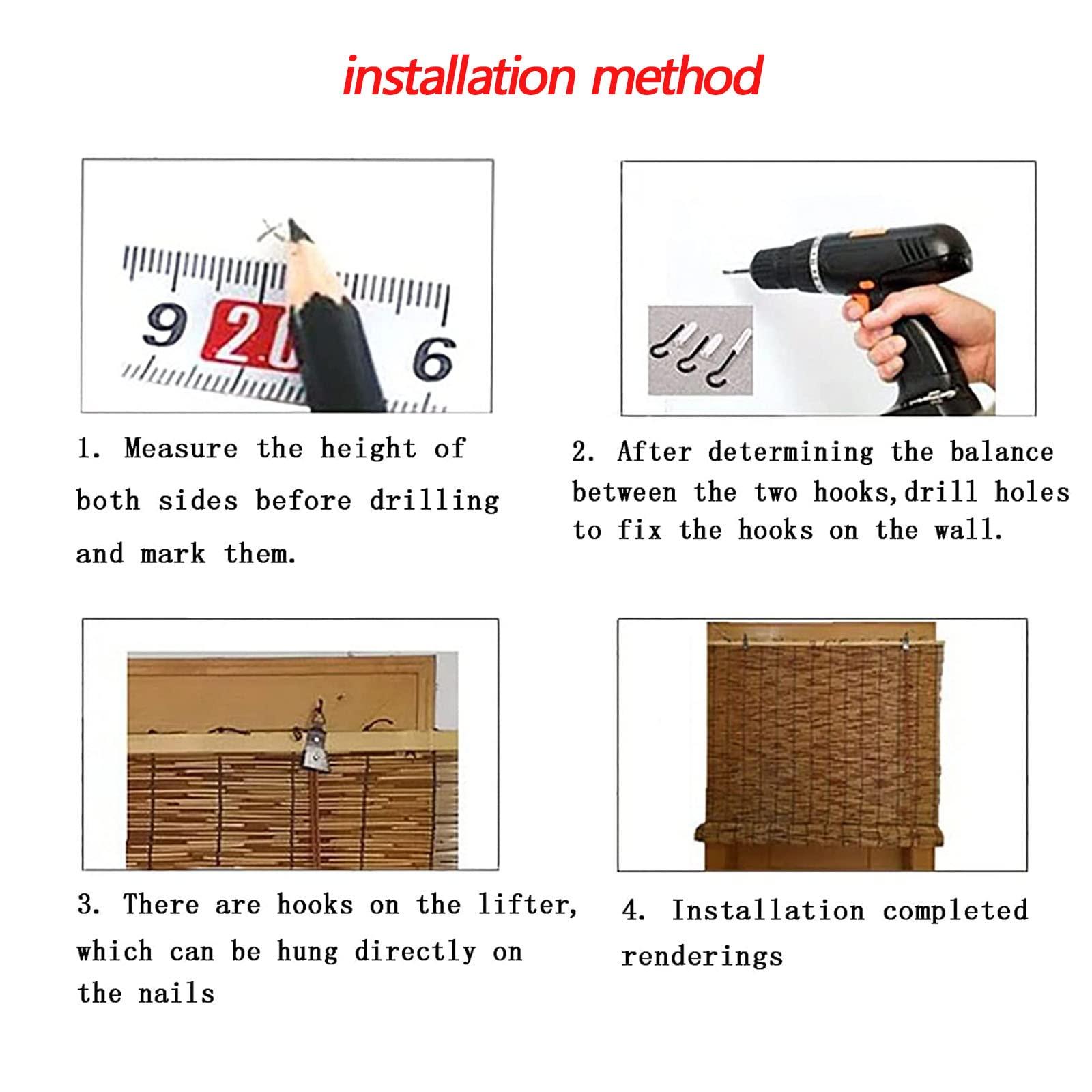 OCAZI OCAZI Roll-up Reed Shade Bamboo Shades Outdoor, Natural Bamboo Roll Up Window Blind Roman Shade Sun Shade Bamboo Shades for Patio Bamboo Roll Up Shades 4543inWH White