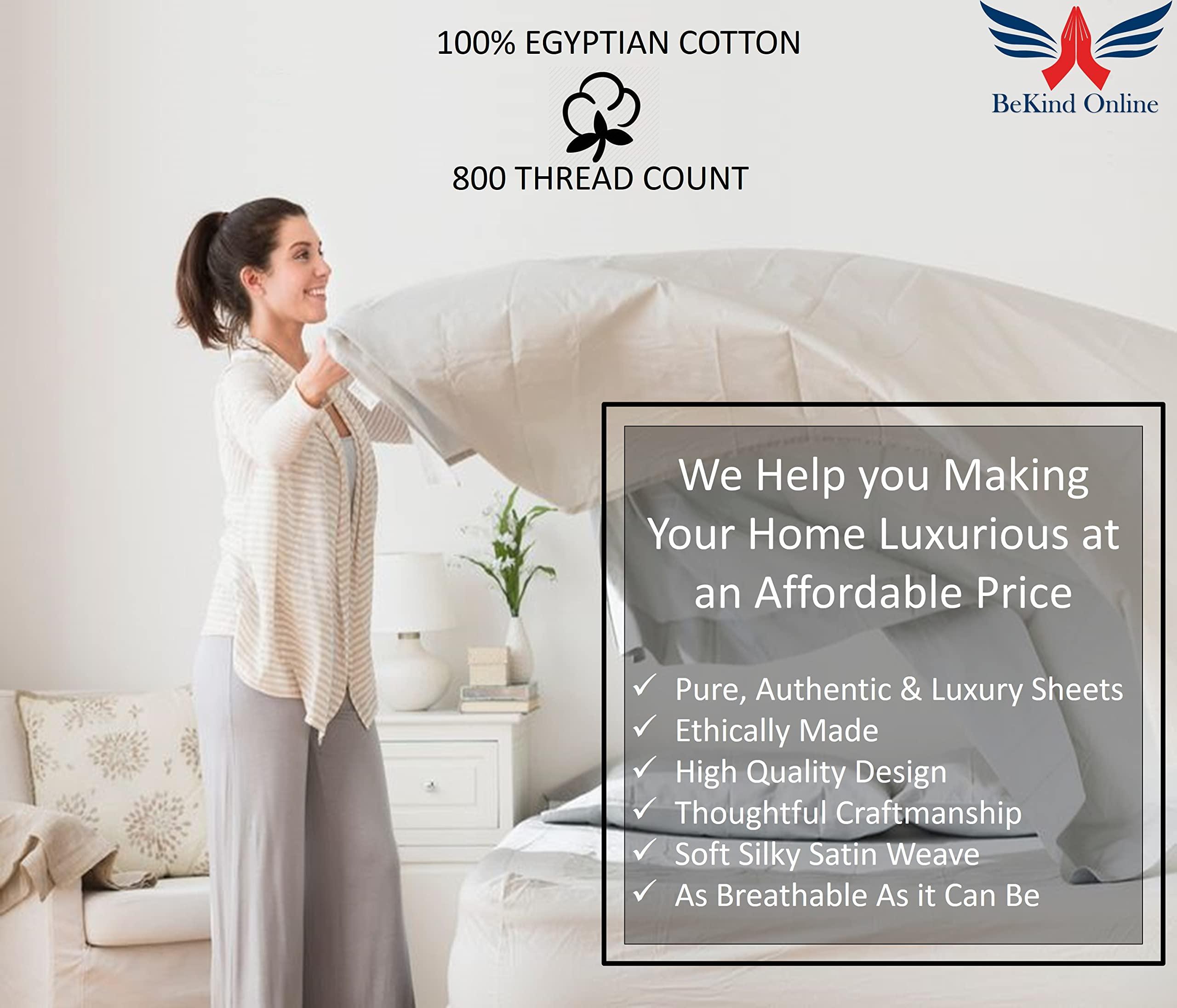 BeKind Online California King - 72\" x 84\" Size Luxury 800 Thread-Count 100% Egyptian Cotton Bed Sheets Sheet Set Sateen Weave for Soft & Silky Feel Long Staple Cotton 21\" Extra Deep-Pockets - CalKing, Teal Blue