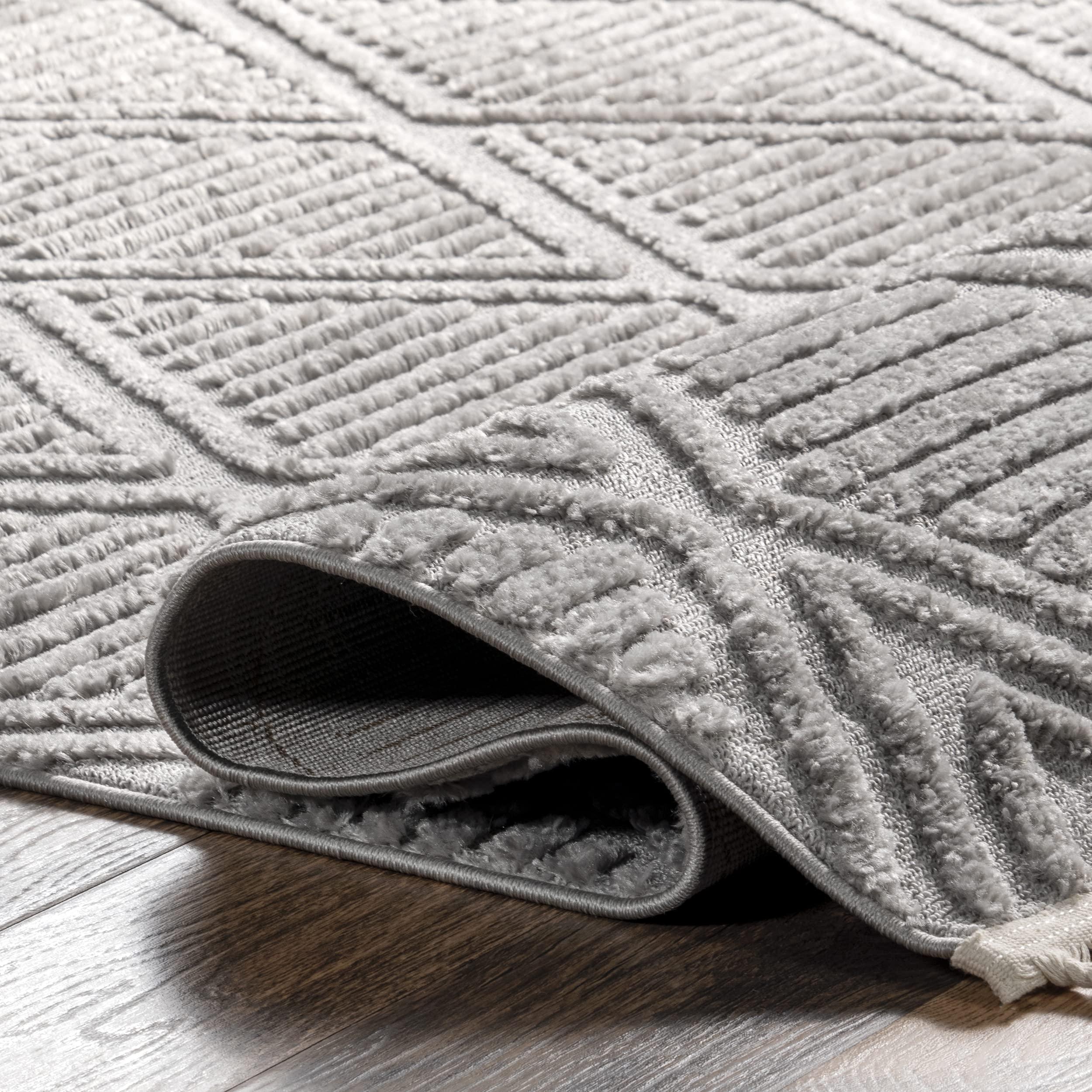 Rugs USA Rugs USA x Arvin Olano Balboa Textured Tile Area Rug - 9x12 Area Rug Modern Grey for Living Room Bedroom Dining Room Kitchen