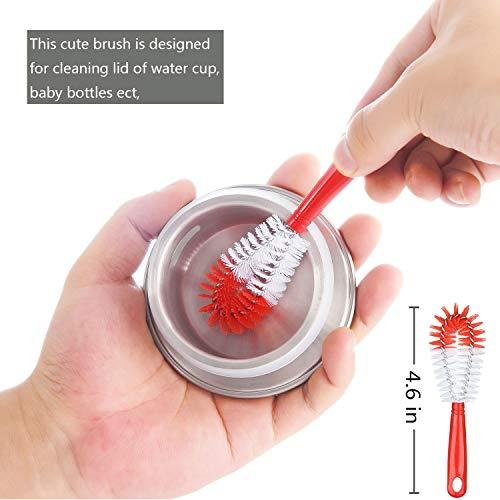 ALINK ALINK 5-Pack Red Bottle Brush Cleaner Set - Long Large Cleaing Brush for Narrow Neck Wine/Beer Bottles/ Flask/ Thermos/ Hummingbird Feeder/ Sport Well, Spout/Lid Brush, Straw Brush