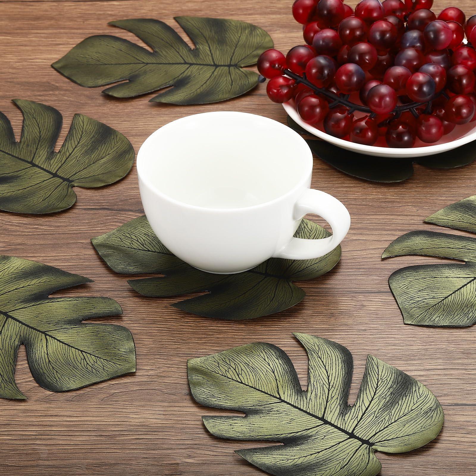 PATIKIL PATIKIL 8\" Gold Palm Leaves, 12 Pack Artificial Palm Leaves Faux Palm Fronds Fake Palm Leaf Simulation Tree Leaves for Home Hawaiian Jungle Beach Party, Style 22