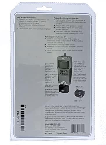 Ideal Industries IDEAL INDUSTRIES INC. 33-856 VDV Multimedia Voice/Data/Video Wiremap Tester, Electrical Tester for CAT3/5e/6/6A, RG-59/6/ 6 Quad Cables, 1 Tester