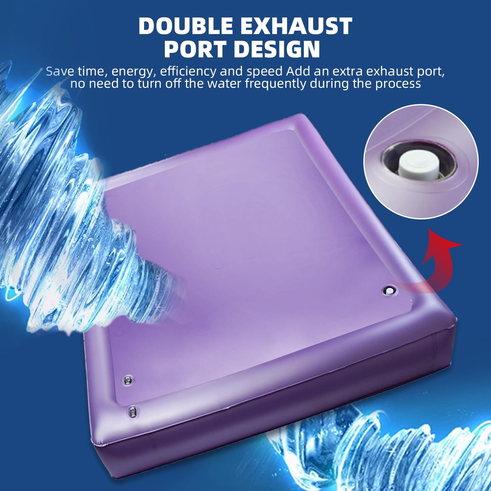 Youaide Free Flow Full Wave Water Bed Mattress - PVC Square Purple Softside Water Bed, Comfortable and Foldable Water Mattress Set for The Elderly, Children and Adults (Twin XL, 3980x7.9inch)