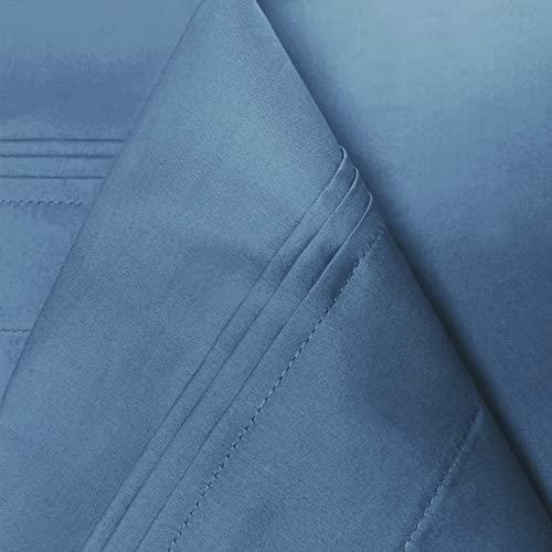 SUPERIOR Superior Egyptian Cotton 4 Piece Sheet Set, Luxury 1200 Thread Count, Eco-Friendly, Sustainable Sheets, Ultra-Soft Basics, Solid, Deep Pocket Fitted Sheet, Flat Sheet, Pillowcases, King, Medium Blue