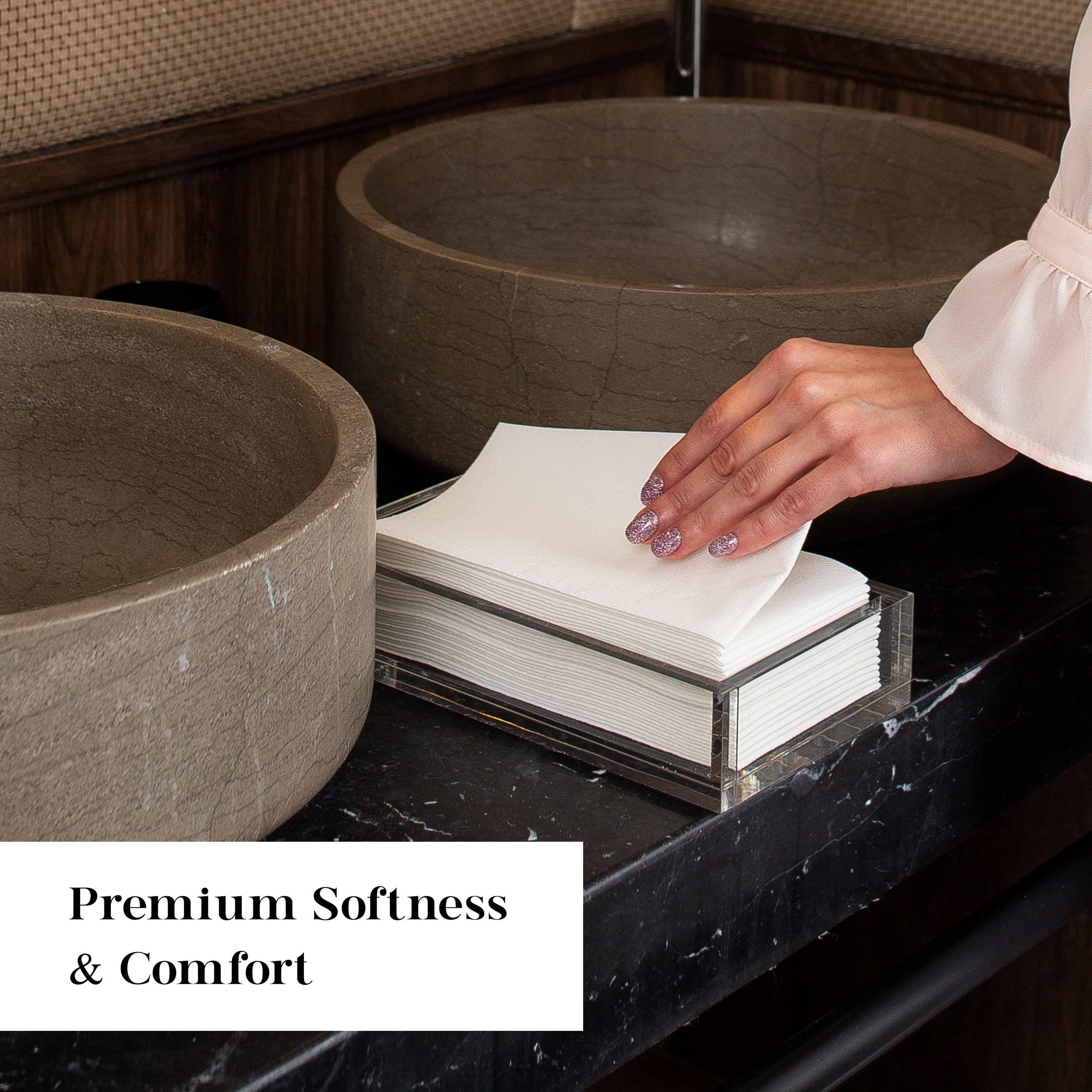 AH AMERICAN HOMESTEAD AMERICAN HOMESTEAD Disposable Hand Towels for Bathroom - White LinenLike Guest Napkins - Ideal Paper Dinner Napkins or Bathroom Towels for Guests - 200 Count - Quilted - 15.5\" x 12\"