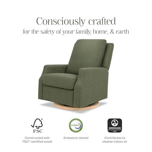 NAMESAKE Namesake Crewe Glider Recliner Nursery Chair - GREENGUARD Gold & Certi-PUR US Certified, Ultra Cozy 360 Swivel Rocker Recliner, Versatile Glider Rocking Chair for Nursery & Living Room - Olive Boucle