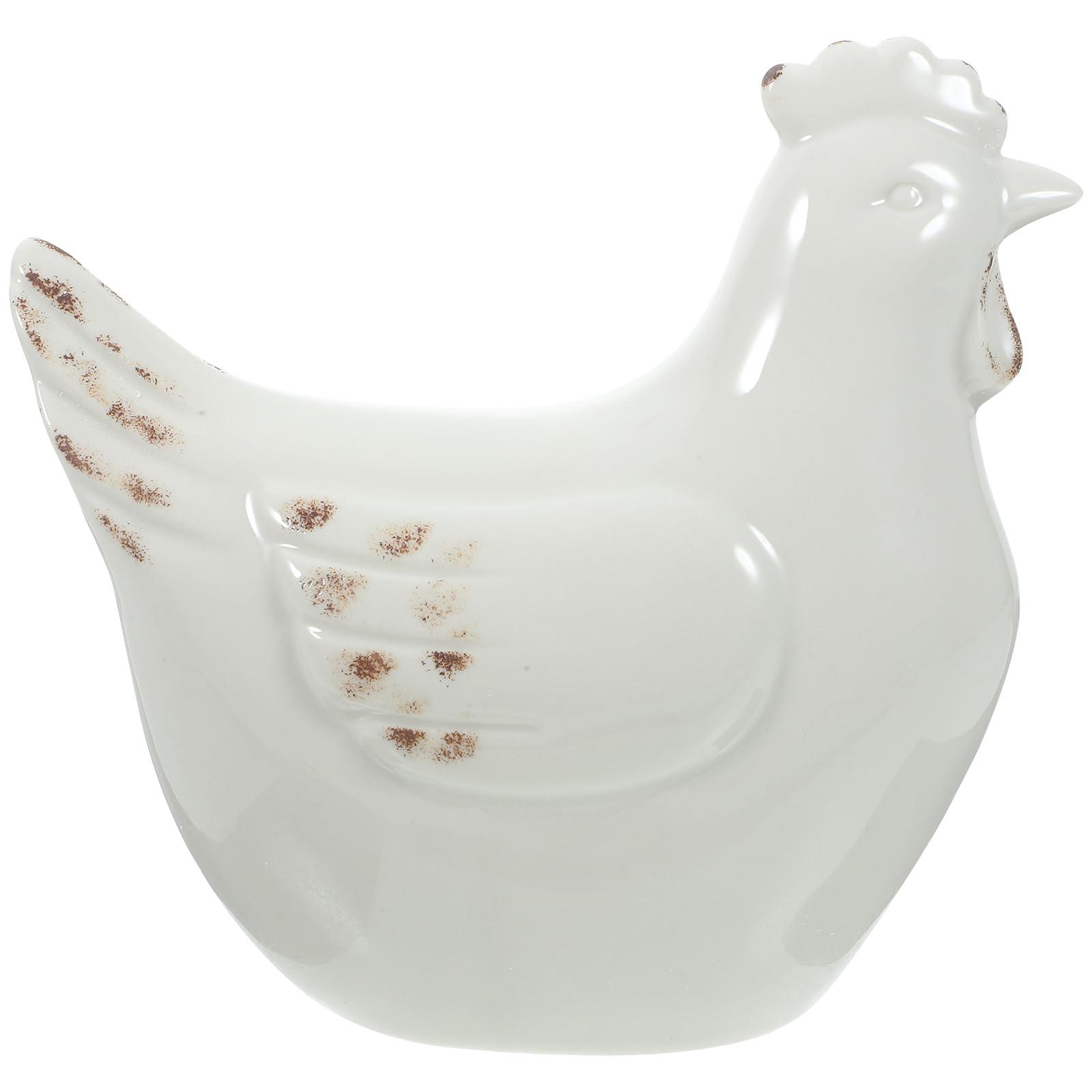 Luxshiny Luxshiny Ceramic Hen Figurines Tabletop Easter Chicken Statue Model Porcelain Animal Farm Sculpture Standing Rooster Figurine Farm Animal Statue Collectible