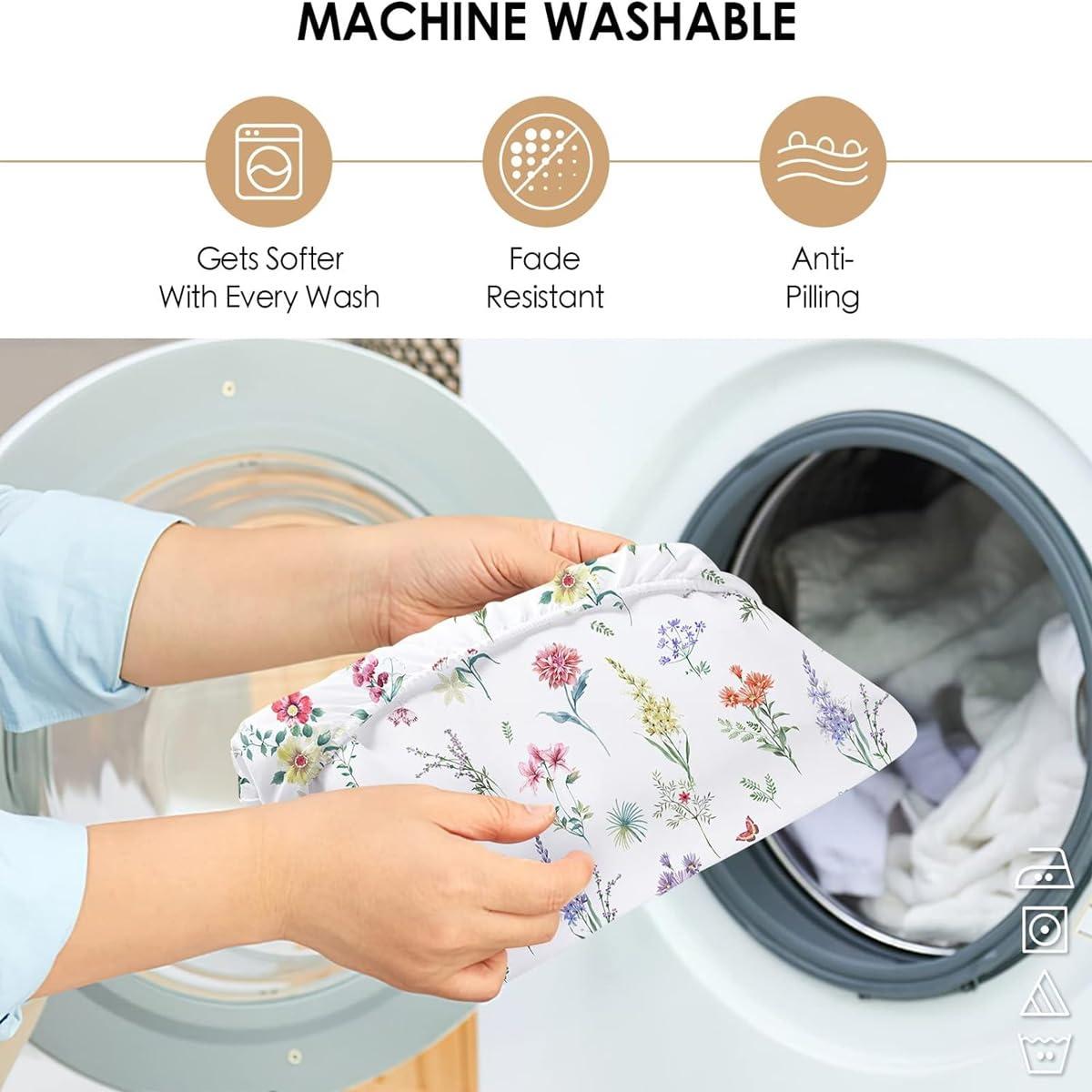 WHYATT King Jersey Sheets Green,Leaf Fresh Plant Bed Cover Non Slip King Size