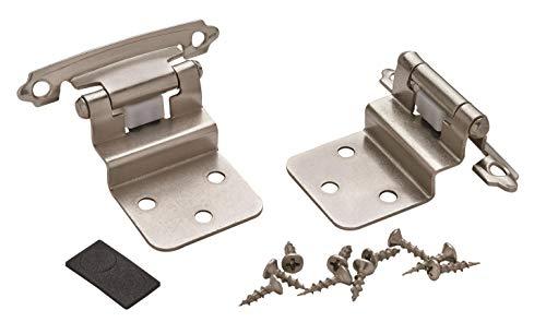 Amerock Amerock | Cabinet Hinge | 3/8 inch (10 mm) Inset Hinge | Satin Nickel | 10 Pack | Self-Closing Hinge | Face Mount Hinge | Cabinet Door Hinge