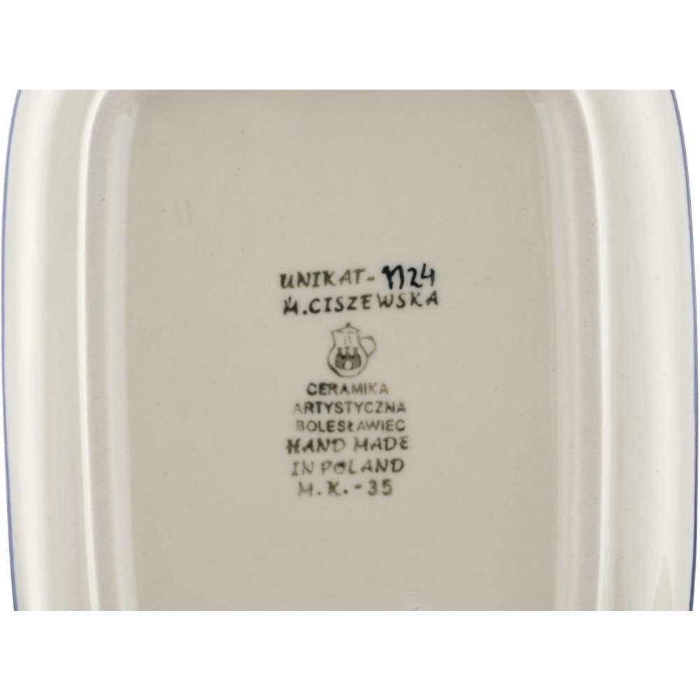 Polmedia Polish Pottery Authentic Polish Pottery Butter Dish Signature UNIKAT in Starry Night Design Handmade in Bolesawiec Poland by Ceramika Artystyczna + Certificate of Authenticity